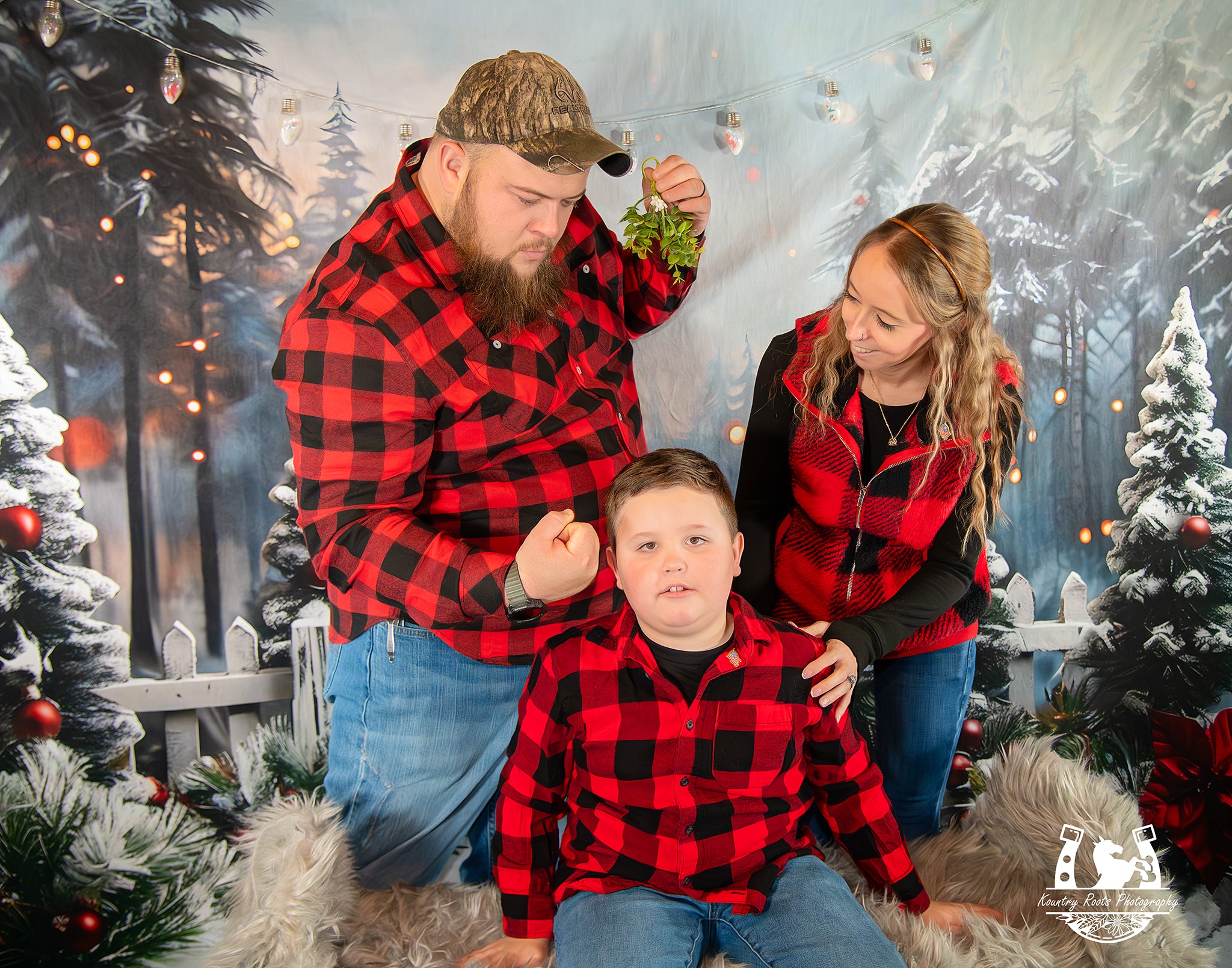Christmas Snowy Forest Backdrop+Classic Wood Floor Backdrop RR8-571