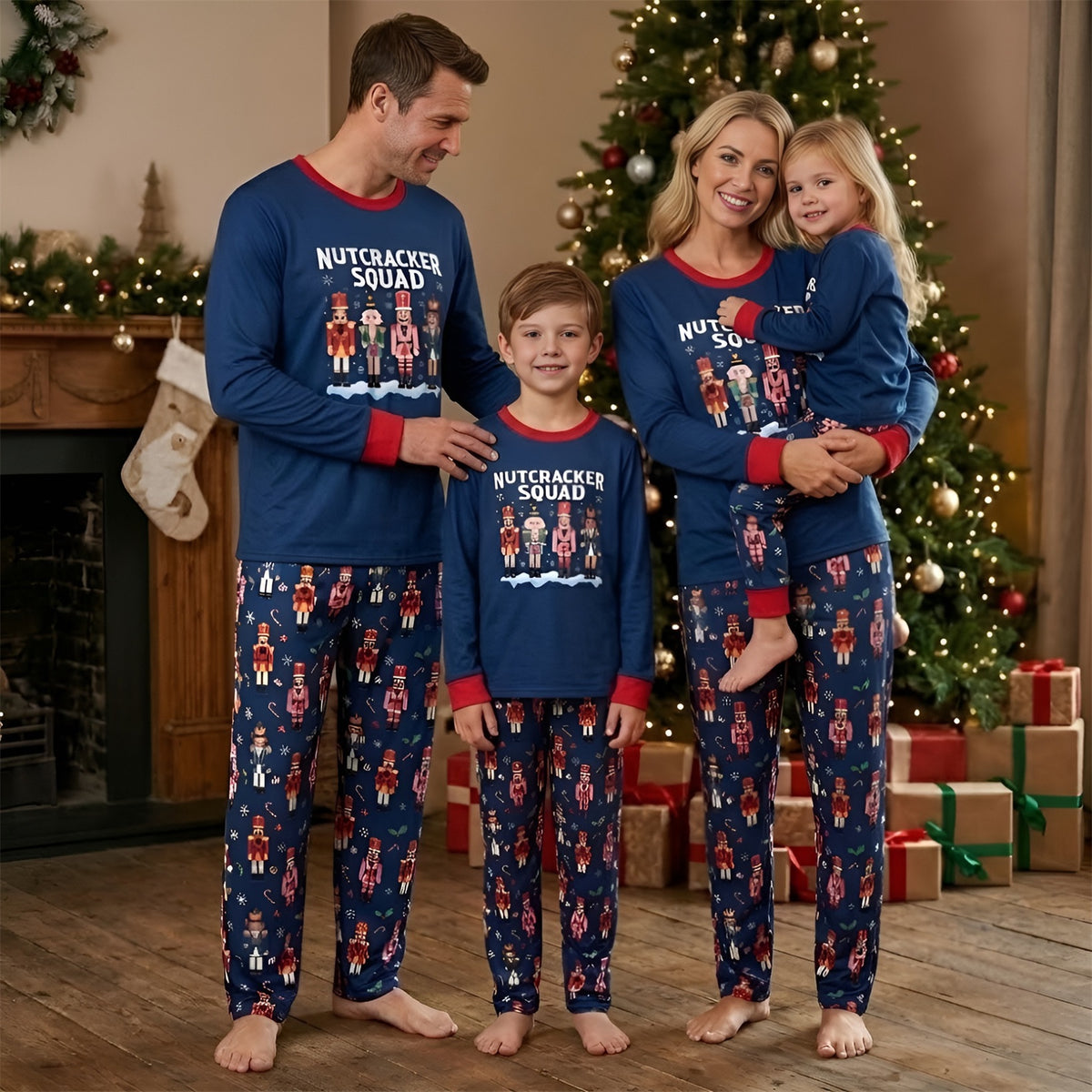 Christmas Family Pajamas Blue Nutcracker Soldier Print Matching Family Christmas Pajamas CHP-102
