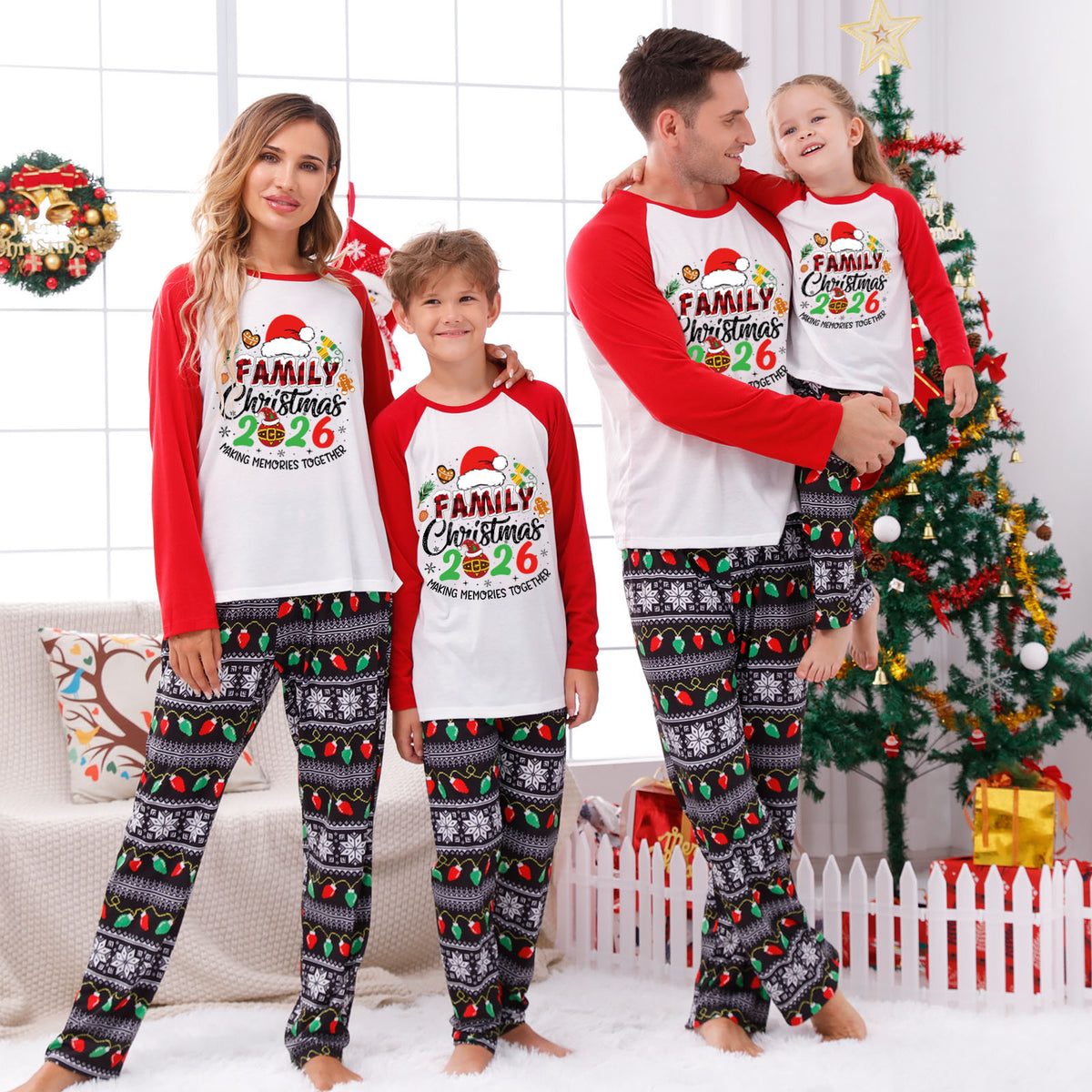 Christmas Pajamas Family Christmas 2026 Santa Hat Gingerbread Print Matching Family Sleepwear CHP-126