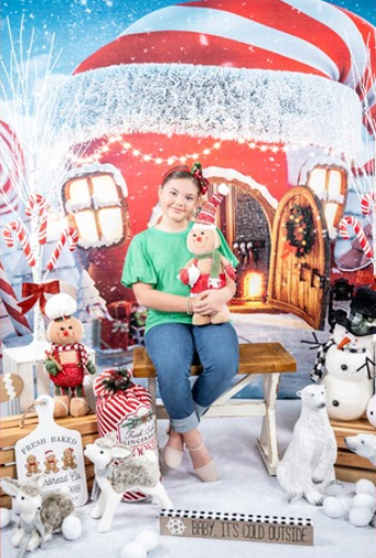 Christmas Hat House Snow Backdrop for Photo Shoot LV-982