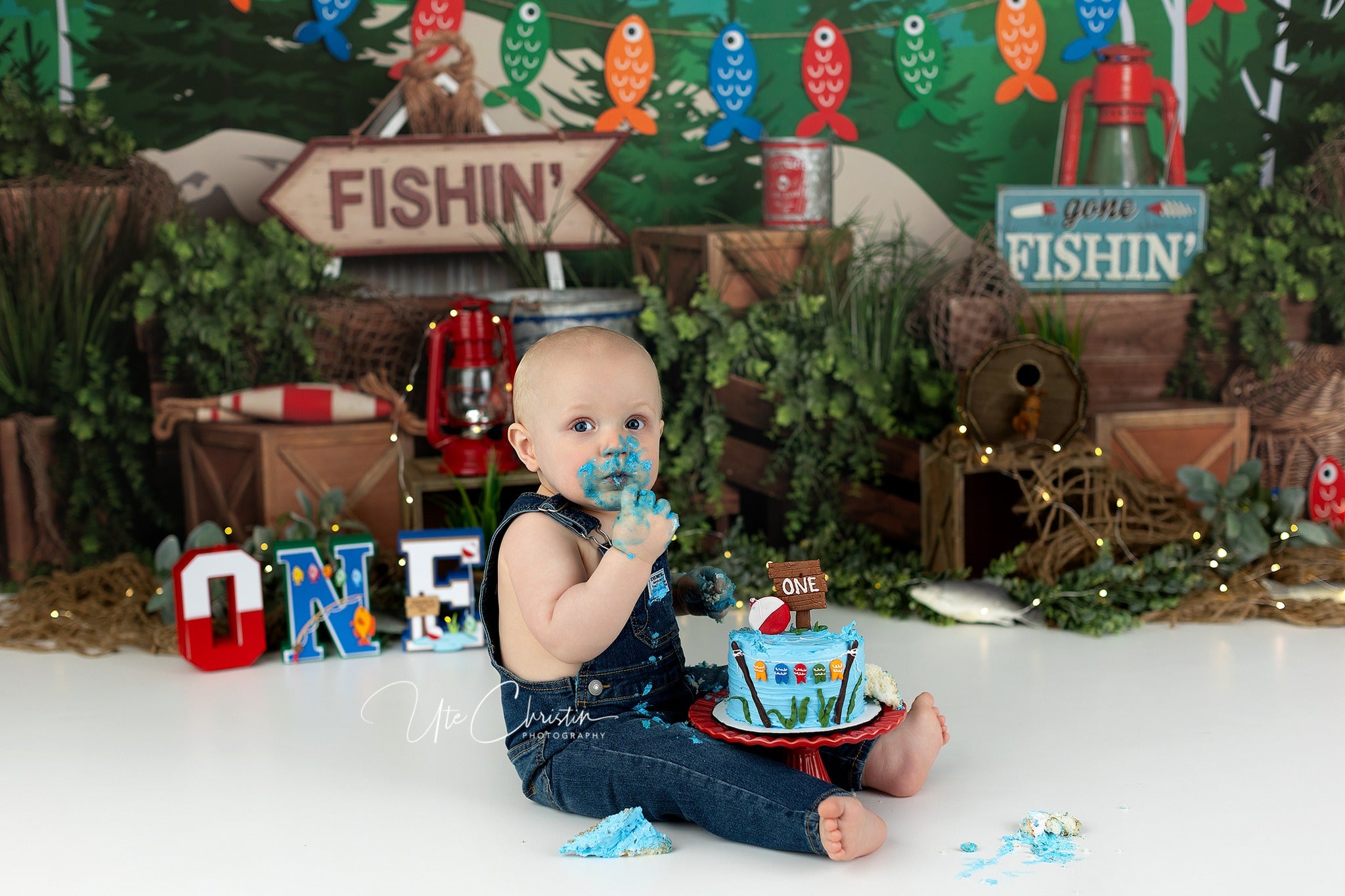 Forest Backdrop Lakeside Forest Fishing Party Setup Kids Photo Backdrop MRR9-49