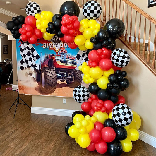 Racing Car Theme Baby Birthday Yellow Red Black Balloon Film Party Decoration BA27