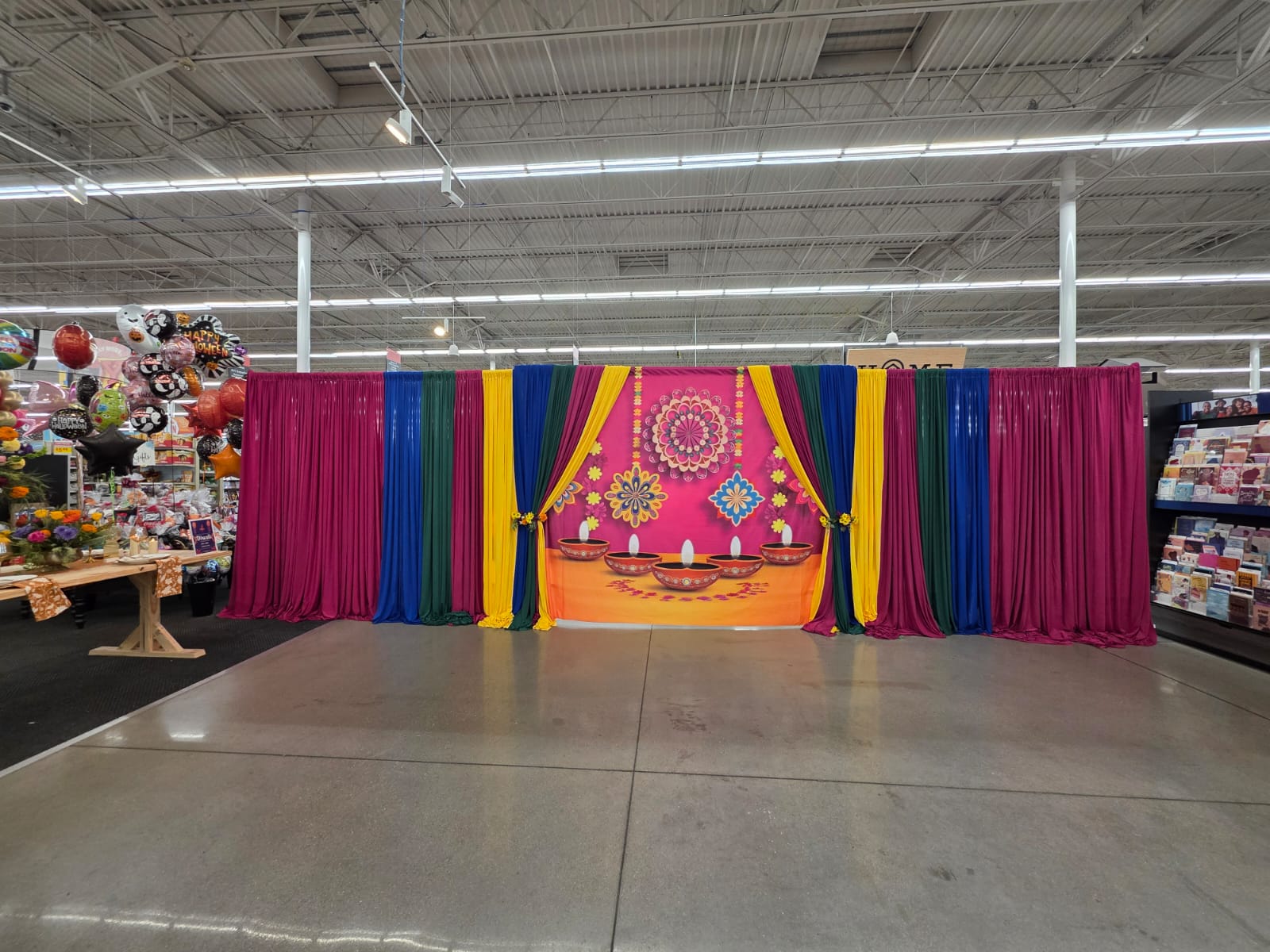 Diwali Backdrops Colorful Hanging Floral Festival Backdrop XY2-68