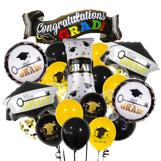 Graduation Party Black and Gold Balloon Set Celebration Scene Decoration Supplies BA34
