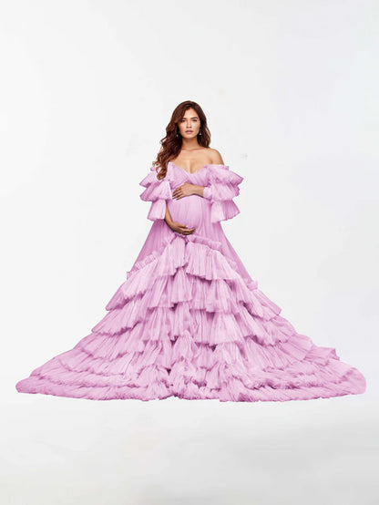 A-Line Off The Shoulder Tulle Maternity Dress for Photography RB5