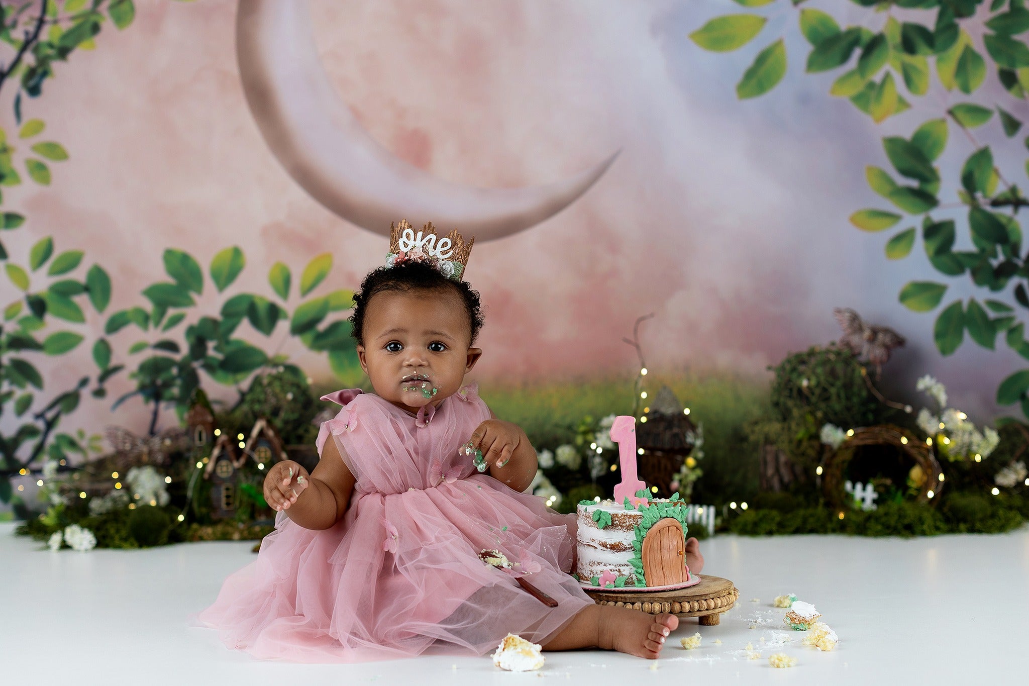 Kids Photo Backdrop Enchanted Crescent Moon Garden Newborn Backdrop MRR9-39
