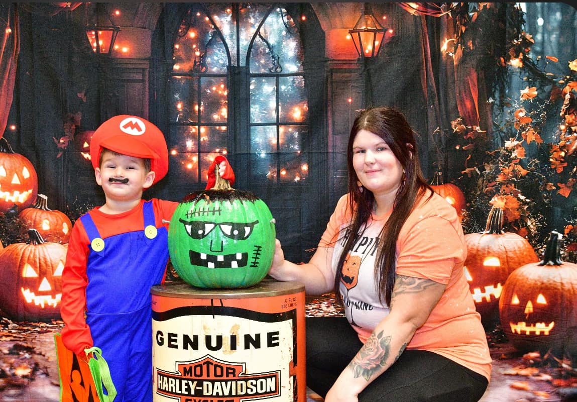 Halloween Glowing Pumpkin Lanterns Backdrop RR8-372