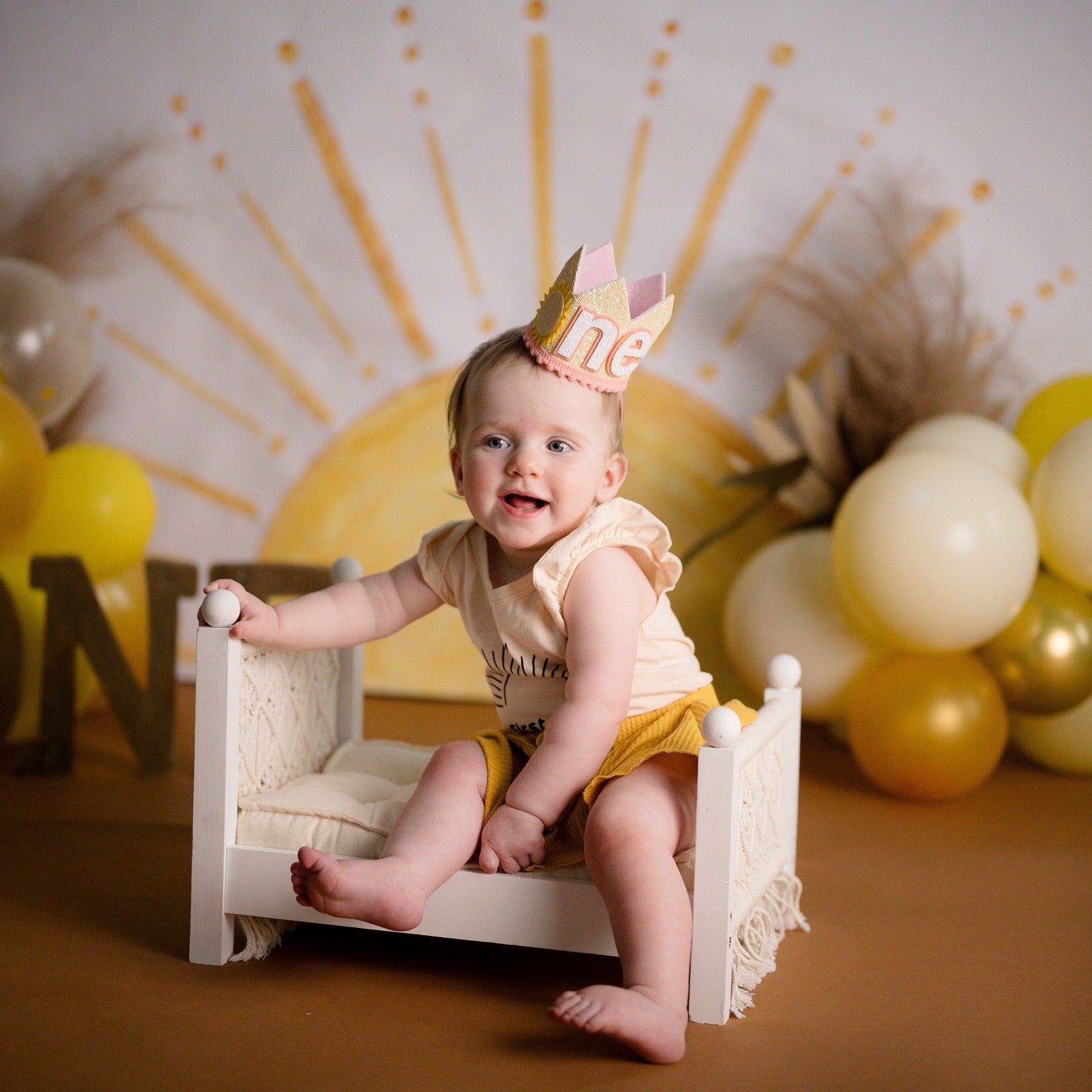 Children Backdrops Minimalist Yellow Sun Rays Kids Photo Backdrop MRR9-75