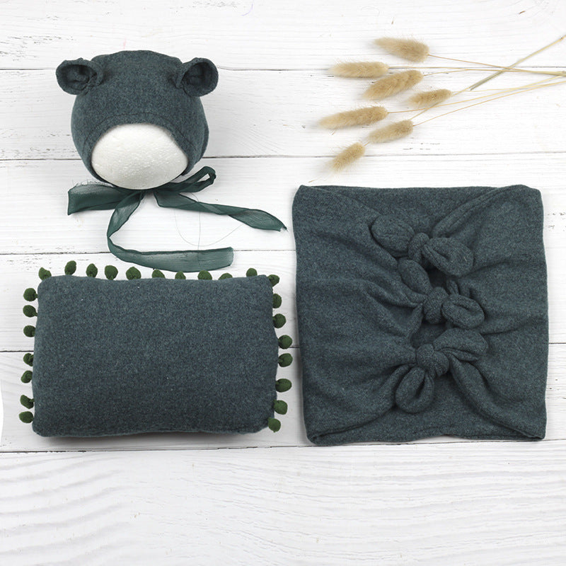 Newborn Photography Bow Wrap Set (Hat + Pillow + Wrap) CL8