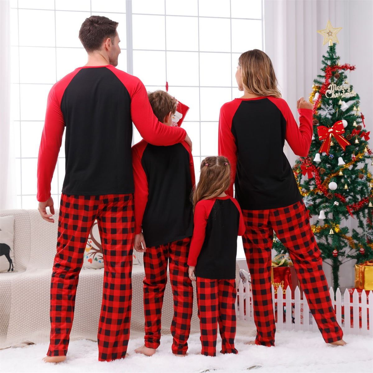 Reindeer Christmas Pajamas Reindeer Family Festive Typography Christmas Sleepwear CHP-47