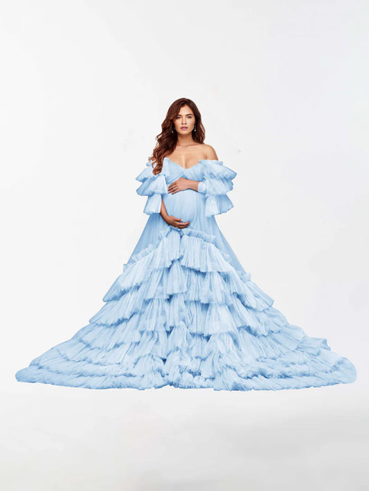 A-Line Off The Shoulder Tulle Maternity Dress for Photography RB5