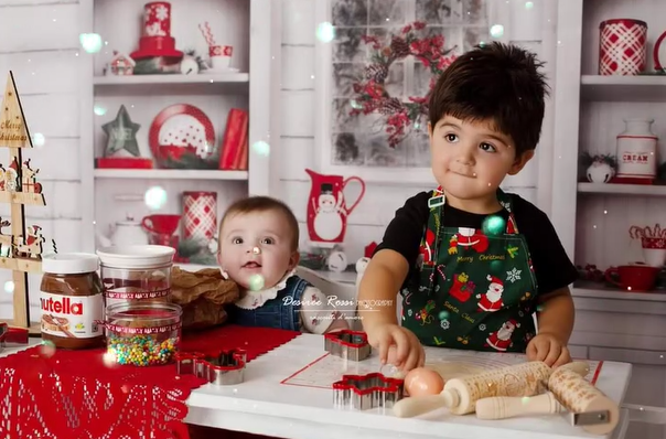 Christmas Hot Cocoa Kitchen Photography Backdrop  G-1452