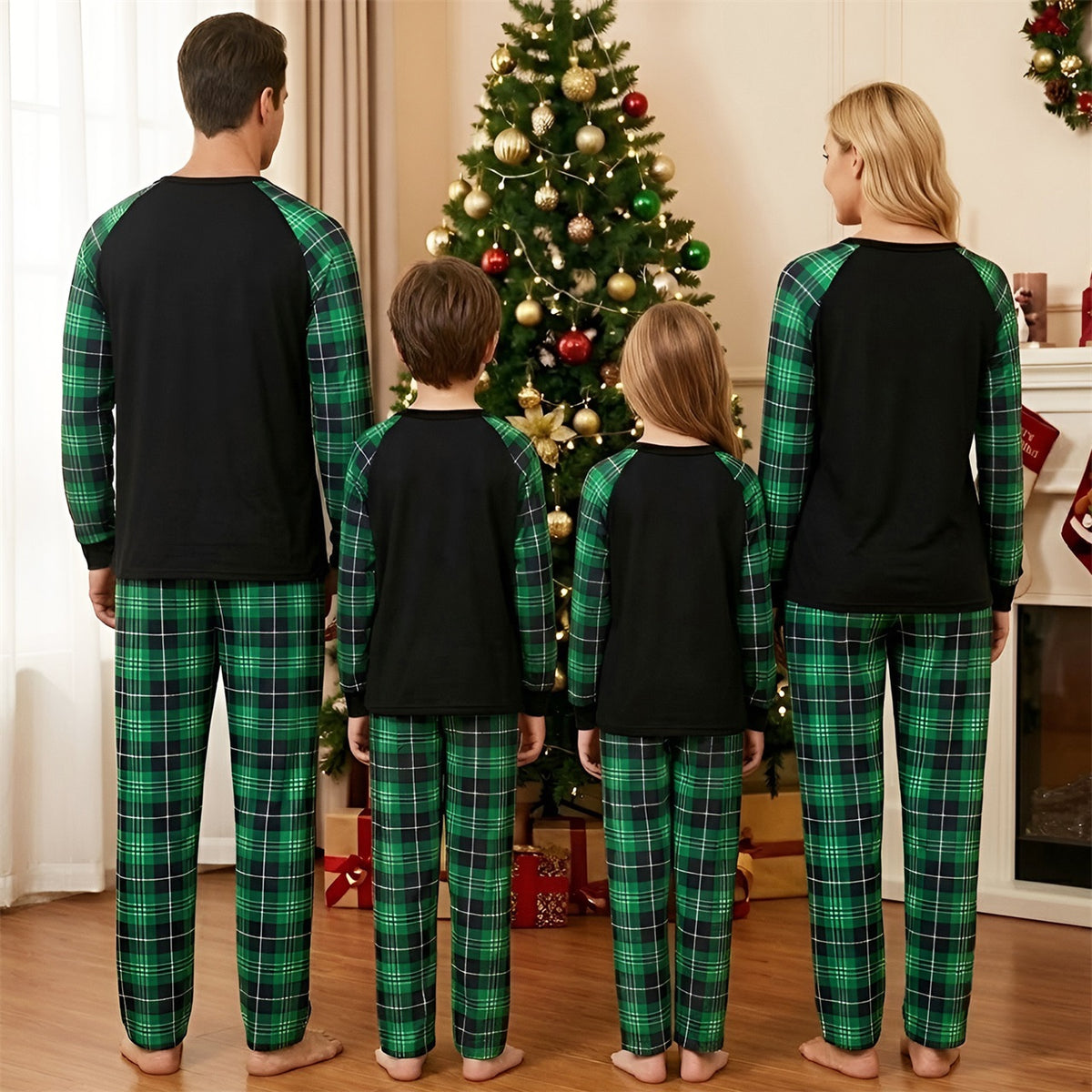 Christmas Lounge Set Green Plaid Matching Set Christmas Pajamas CHP-15