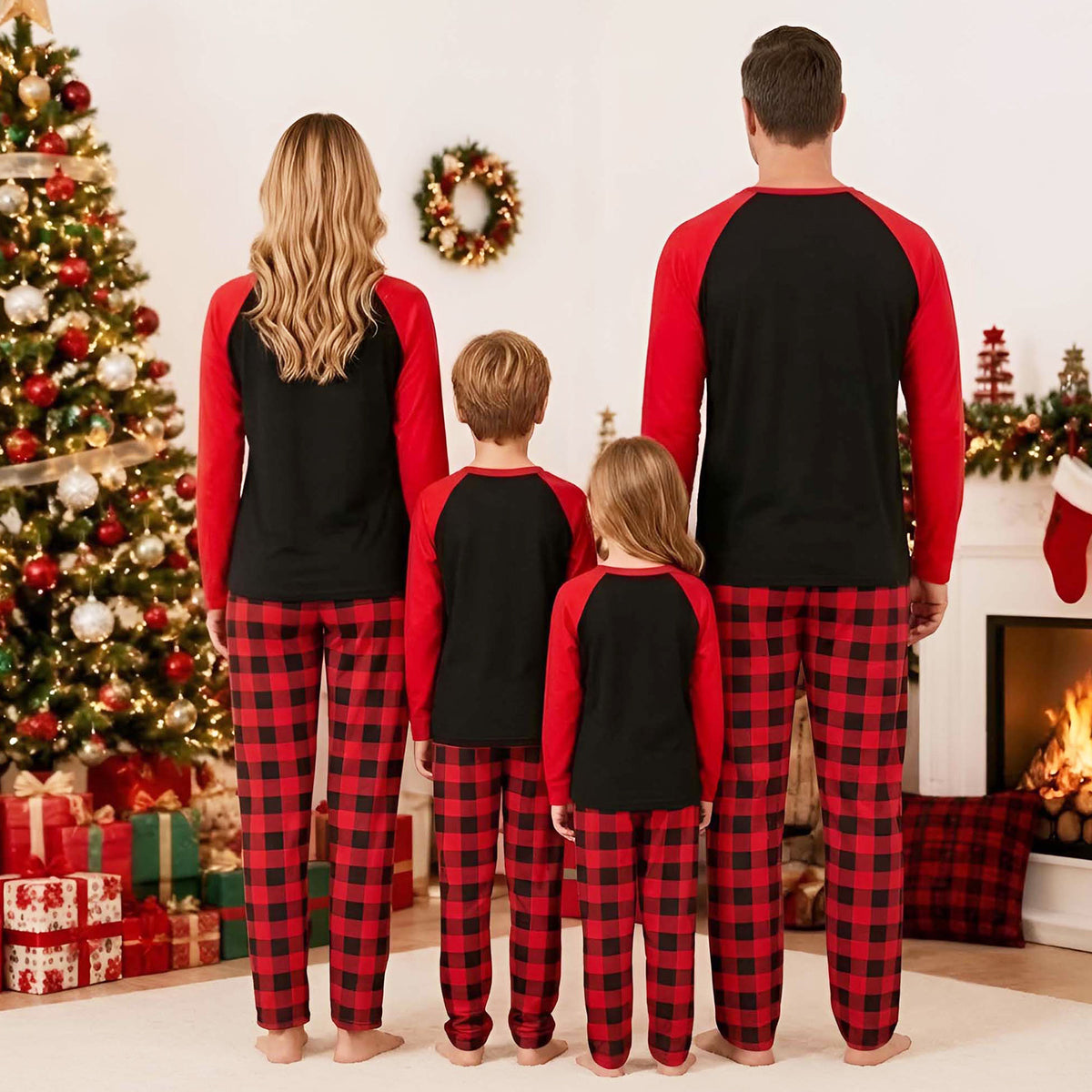Candy Cane Christmas Pajamas Santa Hat Festive Graphic Christmas Lounge Set CHP-50