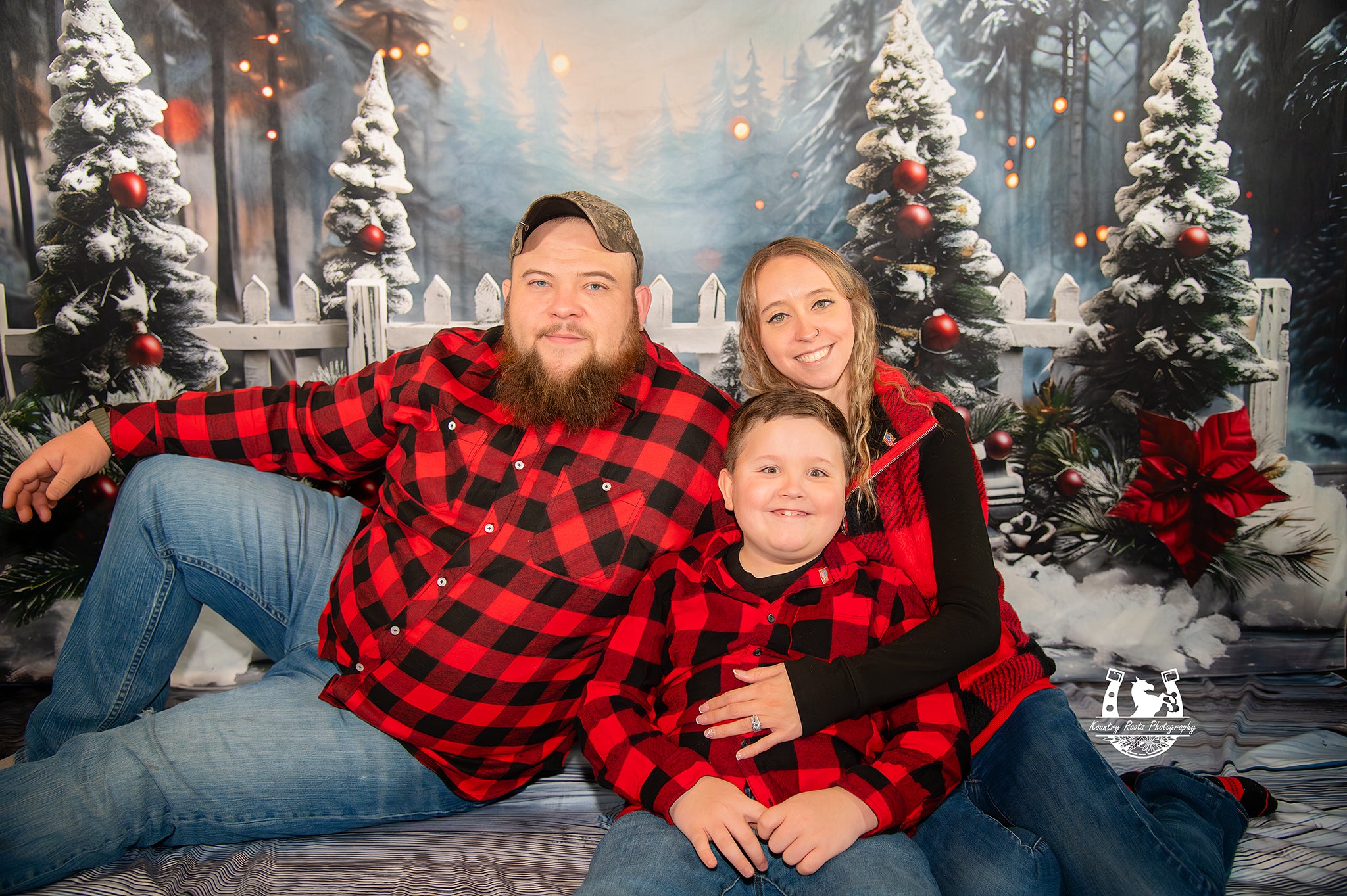 Christmas Snowy Forest Backdrop+Classic Wood Floor Backdrop RR8-571