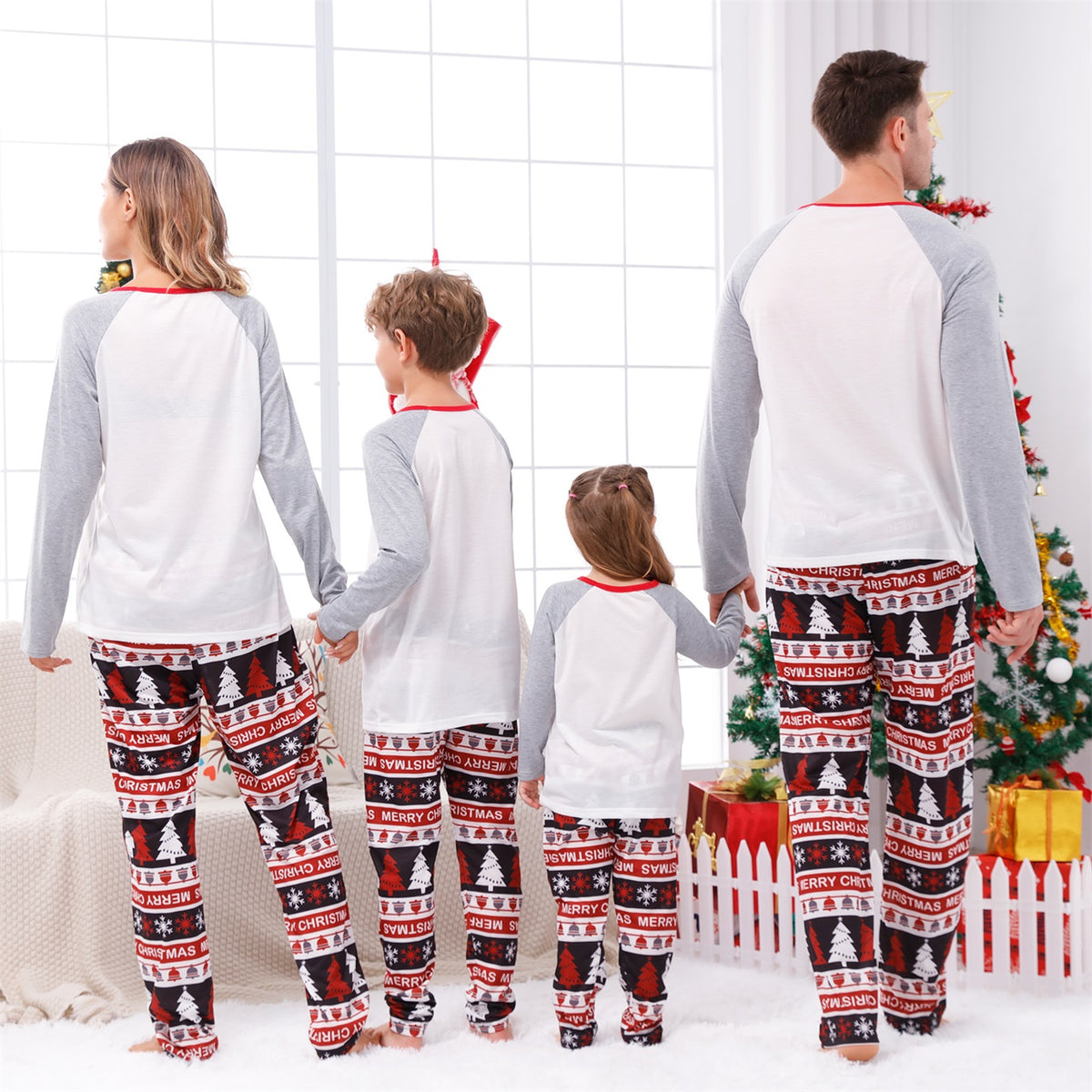 Christmas Photo Session Outfits Bold Colorful Family Typography Christmas PJs CHP-58