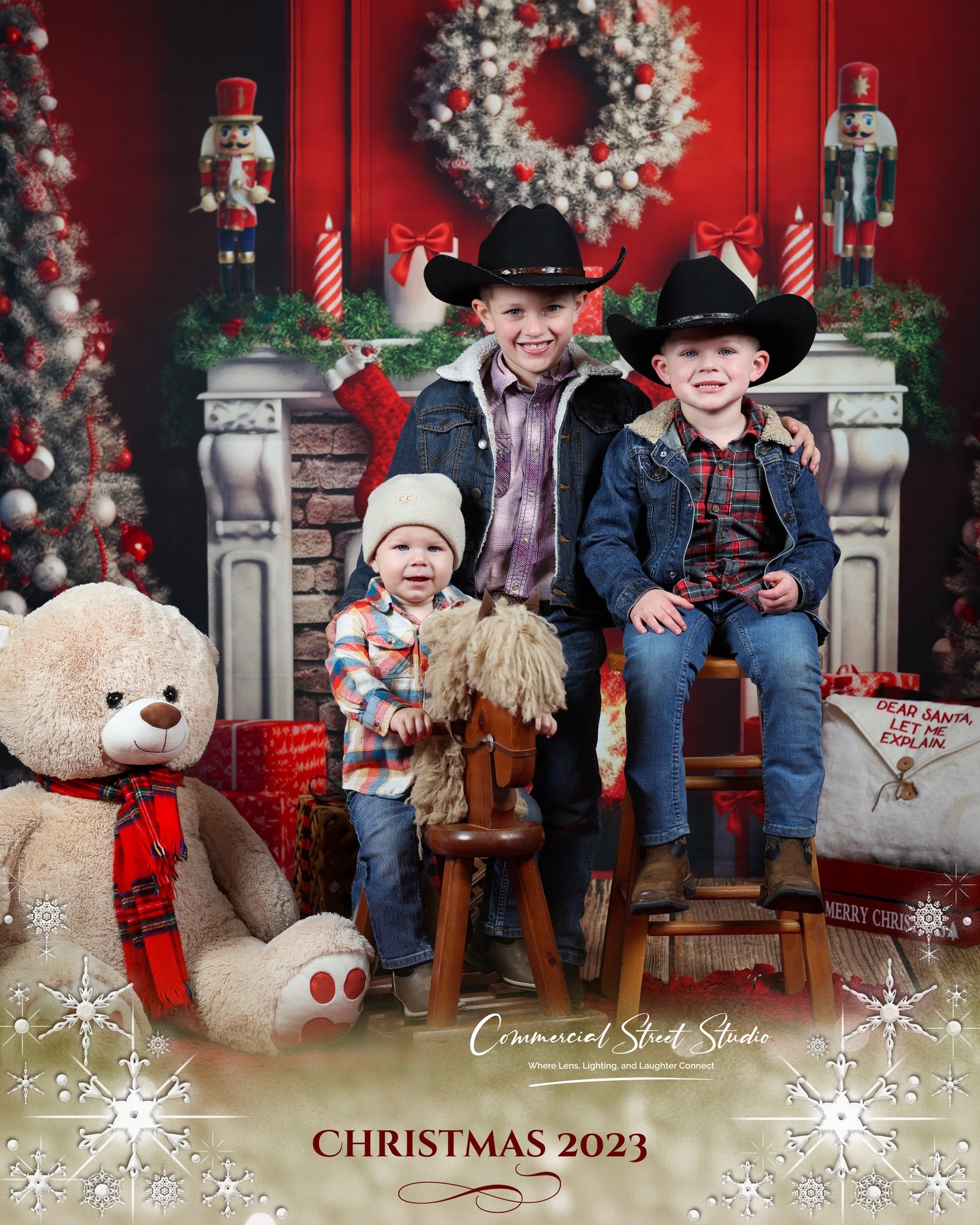 Nutcracker Backdrop Fireplace Red Vintage Wall Christmas Backdrop Ideas MRR9-69