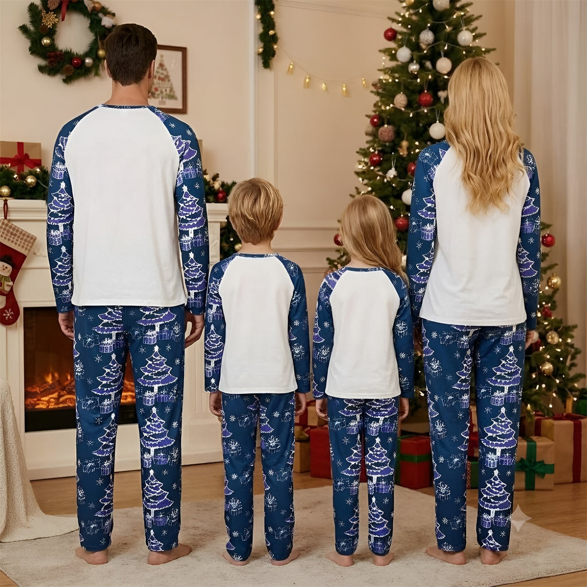 Christmas Pajamas Family Christmas 2026 Leopard Plaid Letter Ornament Print Matching Family Sleepwear CHP-144