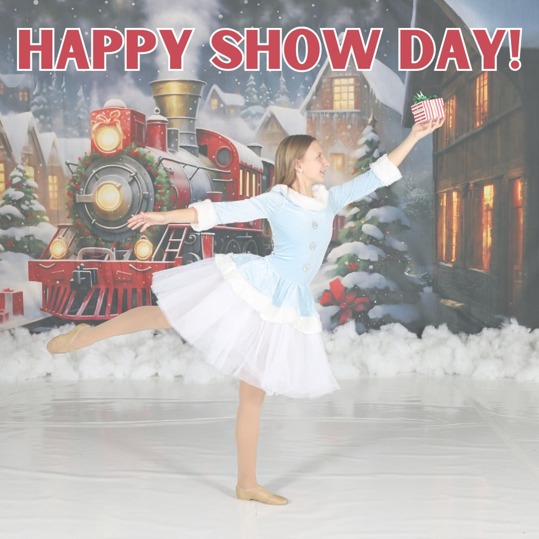 Christmas Train Houses Snow Night Backdrop RR7-876