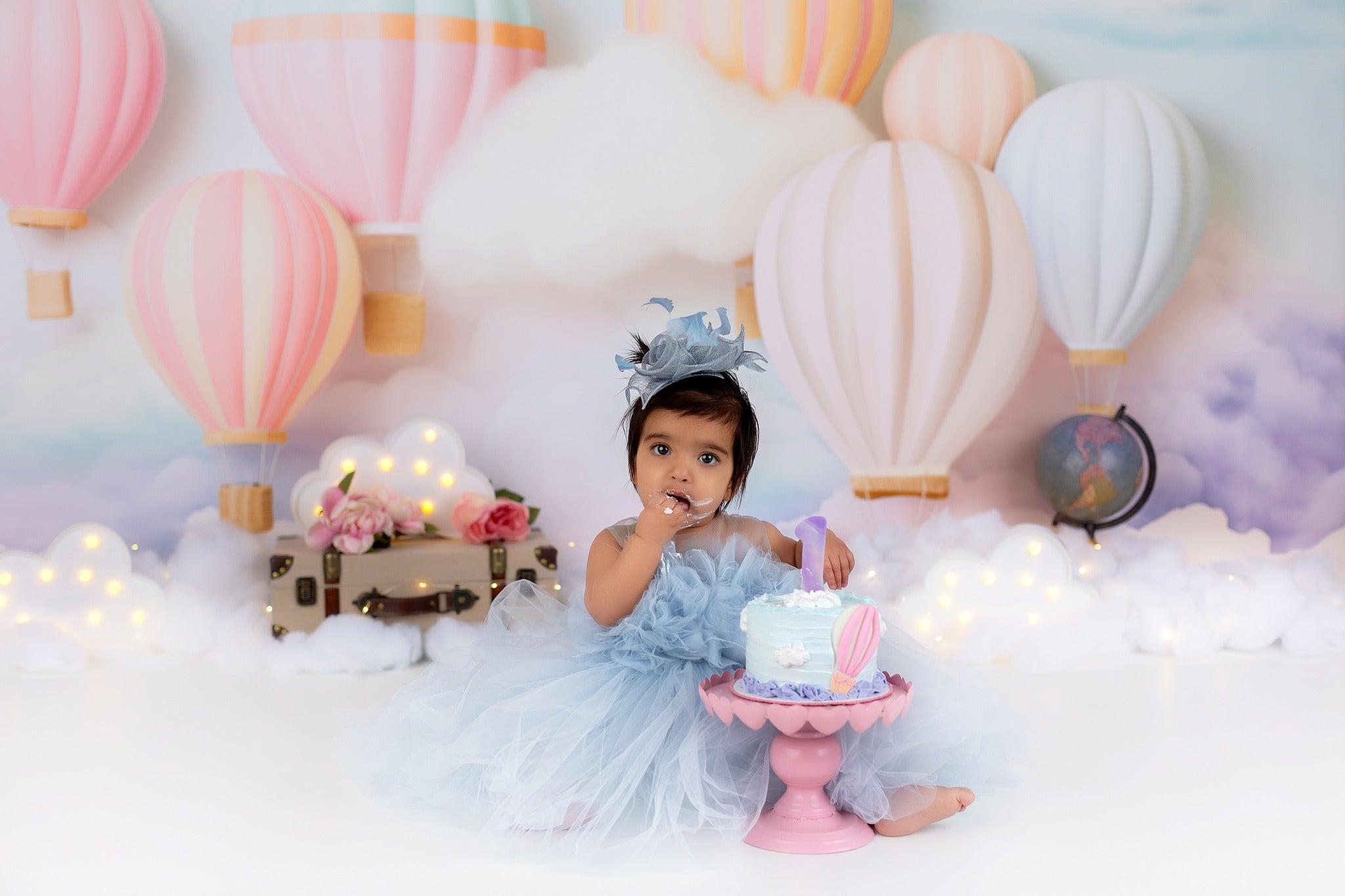 Sky Cloud Backdrop Pastel Hot Air Balloons Backdrop Children Backdrops MRR9-51