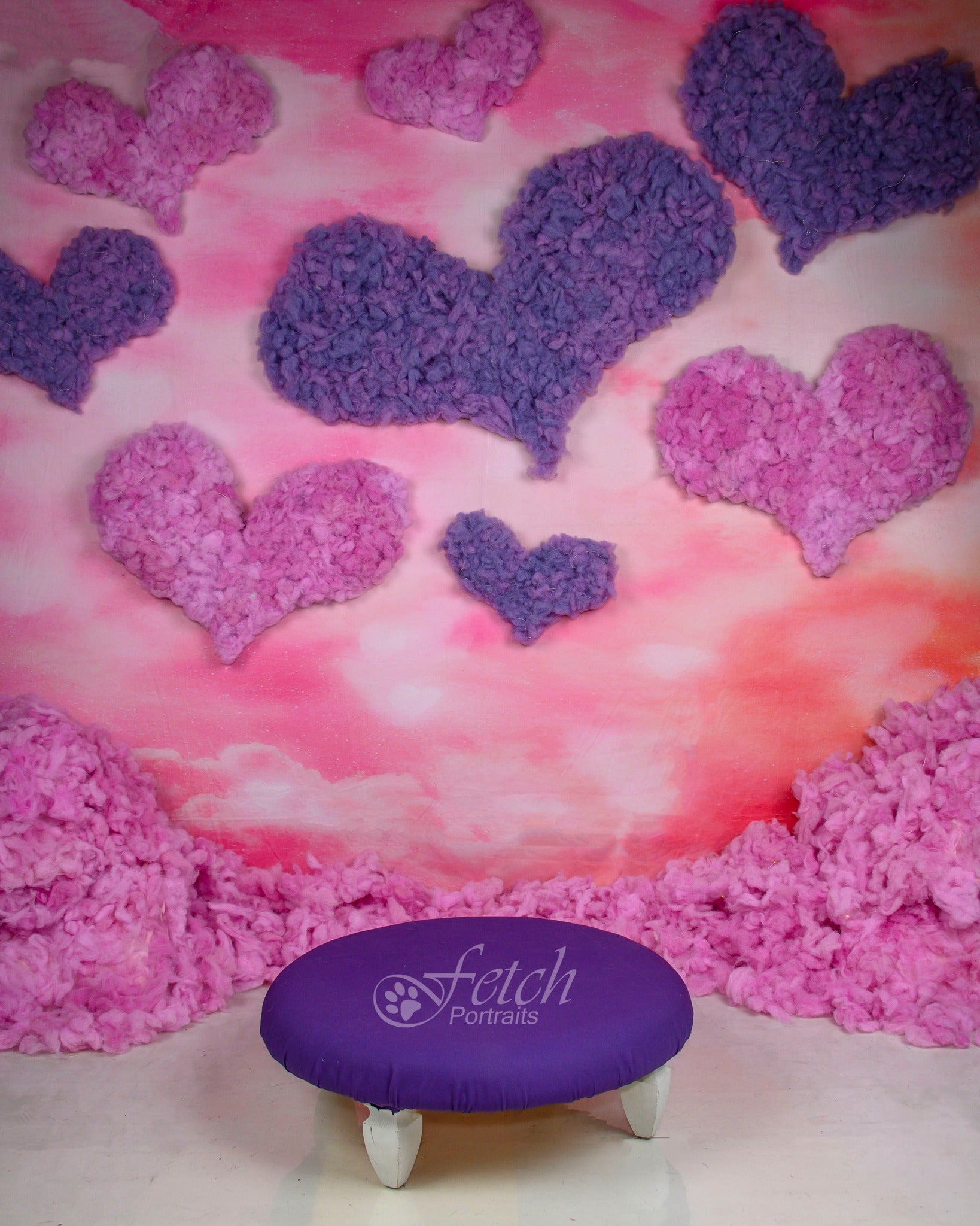 Pink Clouds Love Hearts Backdrop for Photography MR-2277