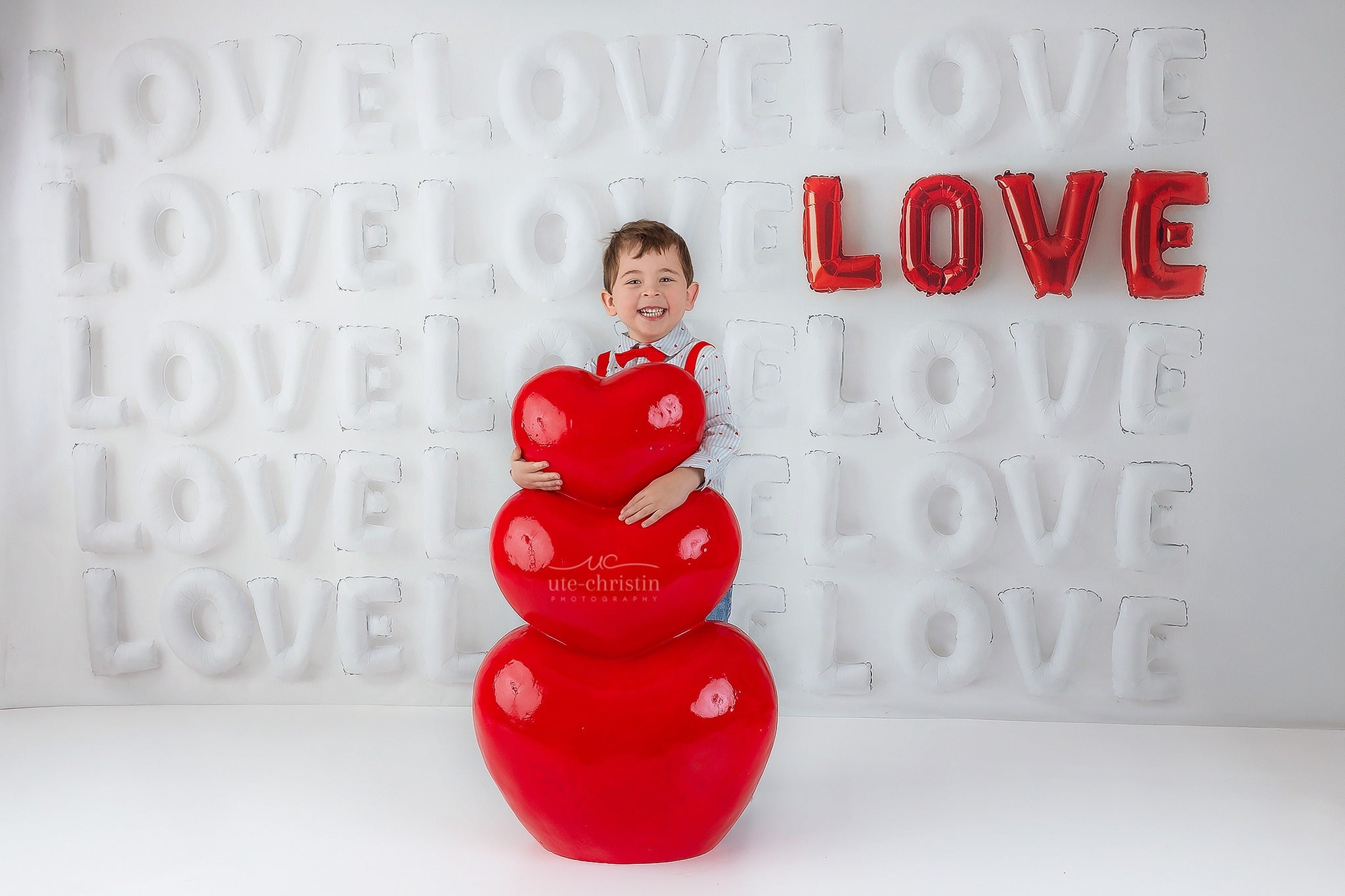 Valentine Backdrop White Red Love Letters Backdrop Valentine's Day Backdrop MRR9-53