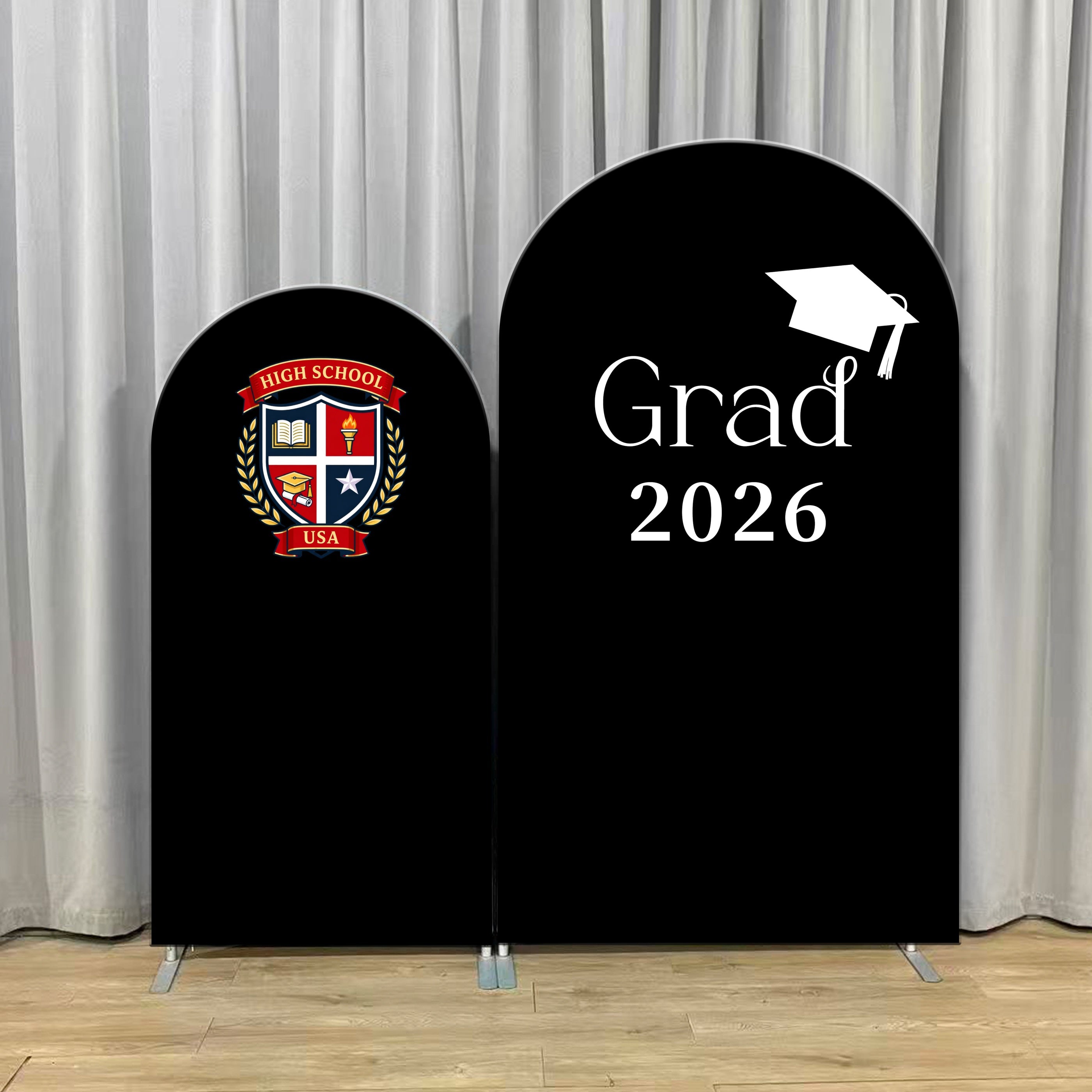 Graduation Backdrop Set Grad 2026 Black Arch Backdrop Party Decoration