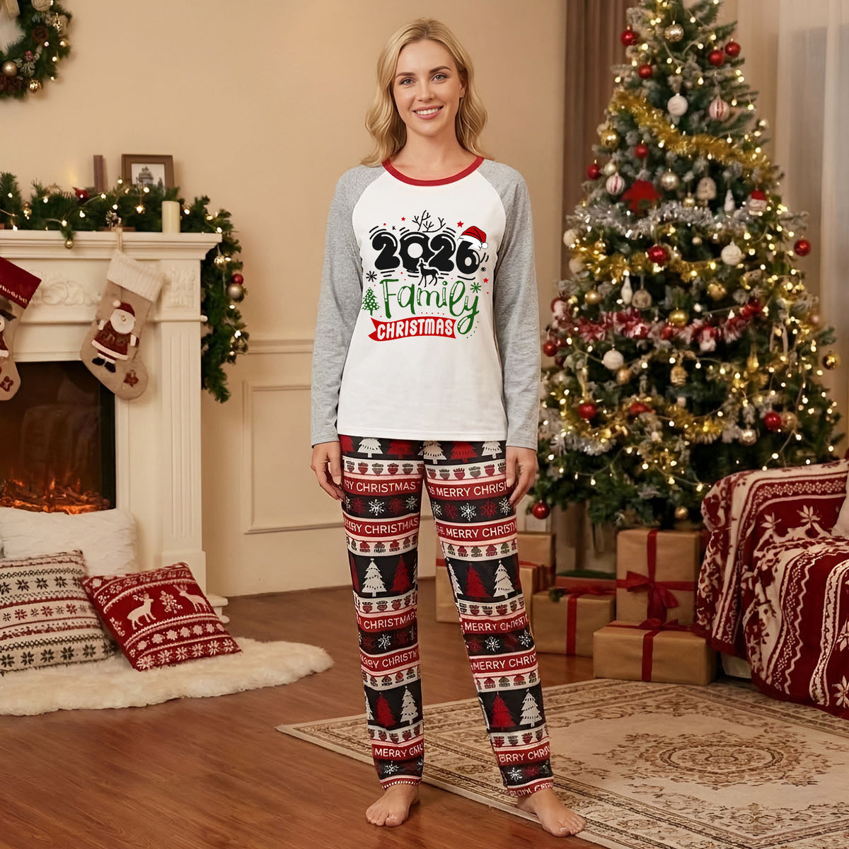 Christmas Pajamas Reindeer Family Festive Design Dad and Kids Christmas Pajamas CHP-59