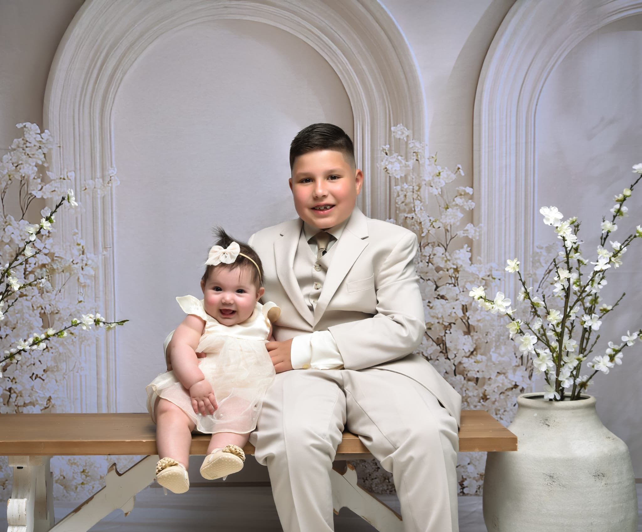 Boho Arch Photography Backdrop White Floral Backdrop BRP10-601