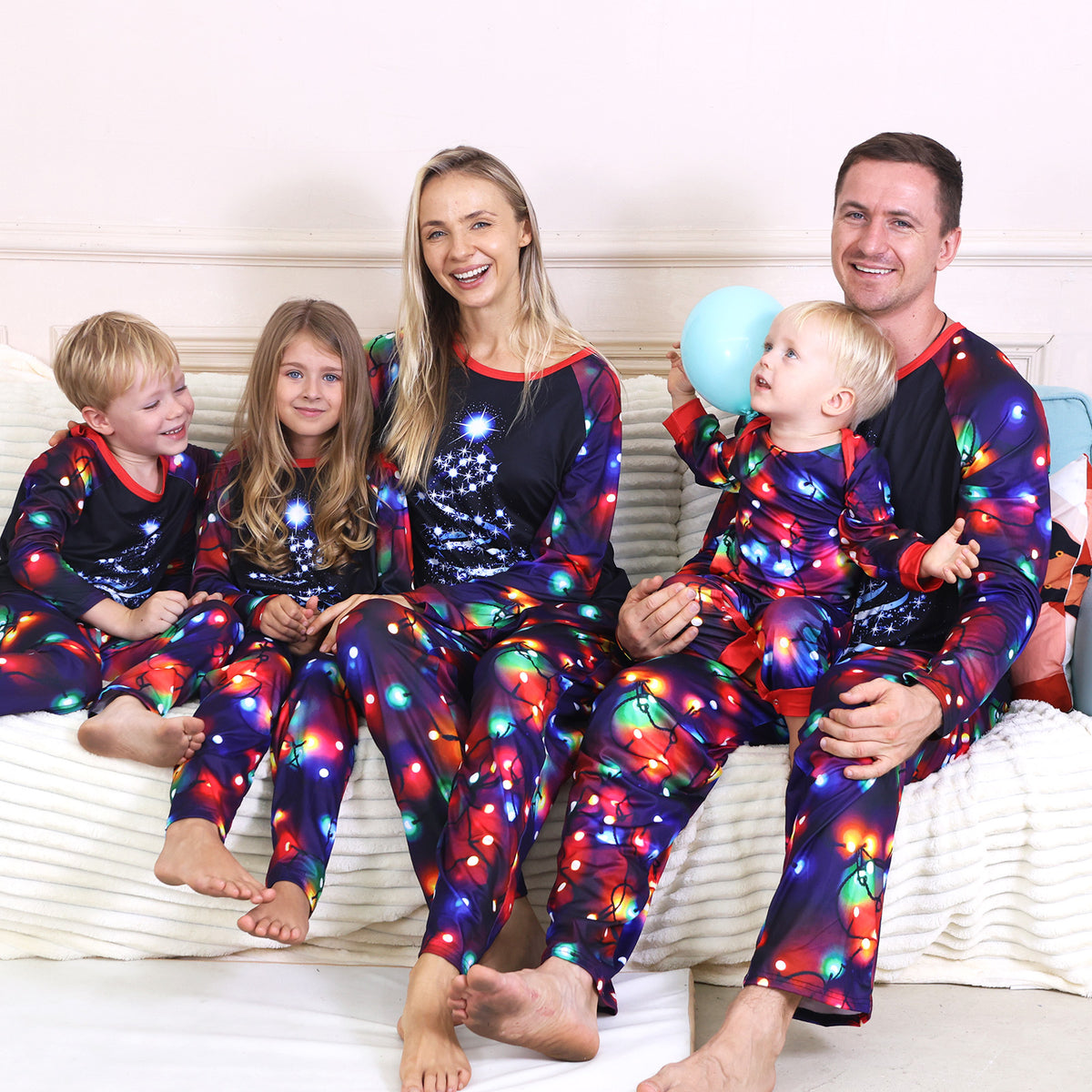 Christmas Card Photo Outfits Sparkling Tree Lights Print Christmas Photo Session Outfits CHP-93