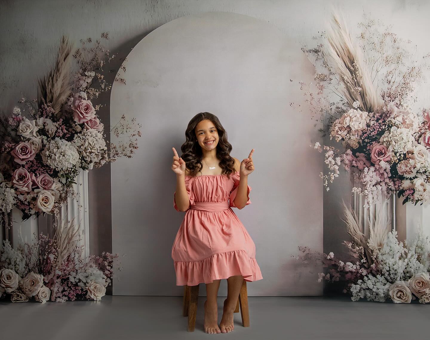 Floral Photography Backdrop Elegant Pink Floral Archway Backdrop BRP2-80