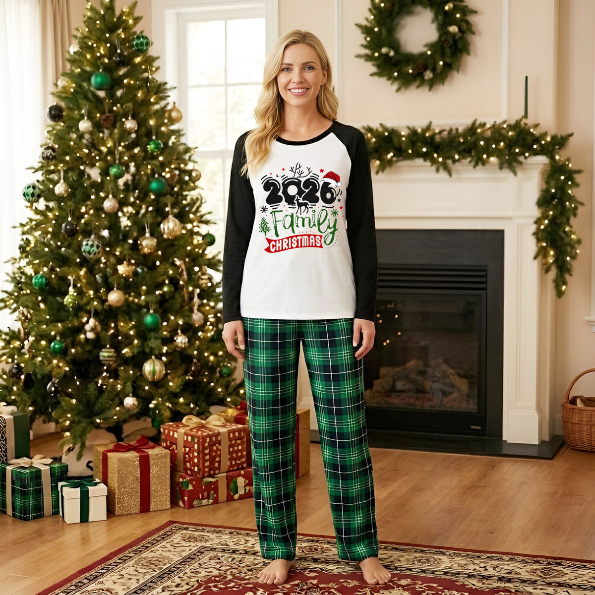 Mommy and Me Christmas Pajamas Reindeer Year Family Graphic Christmas Pajamas CHP-68