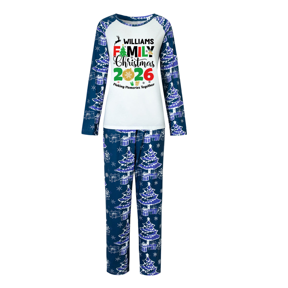 Christmas Pajamas Williams Family 2026 Reindeer Tree Snowflake Print Matching Family Sleepwear CHP-141