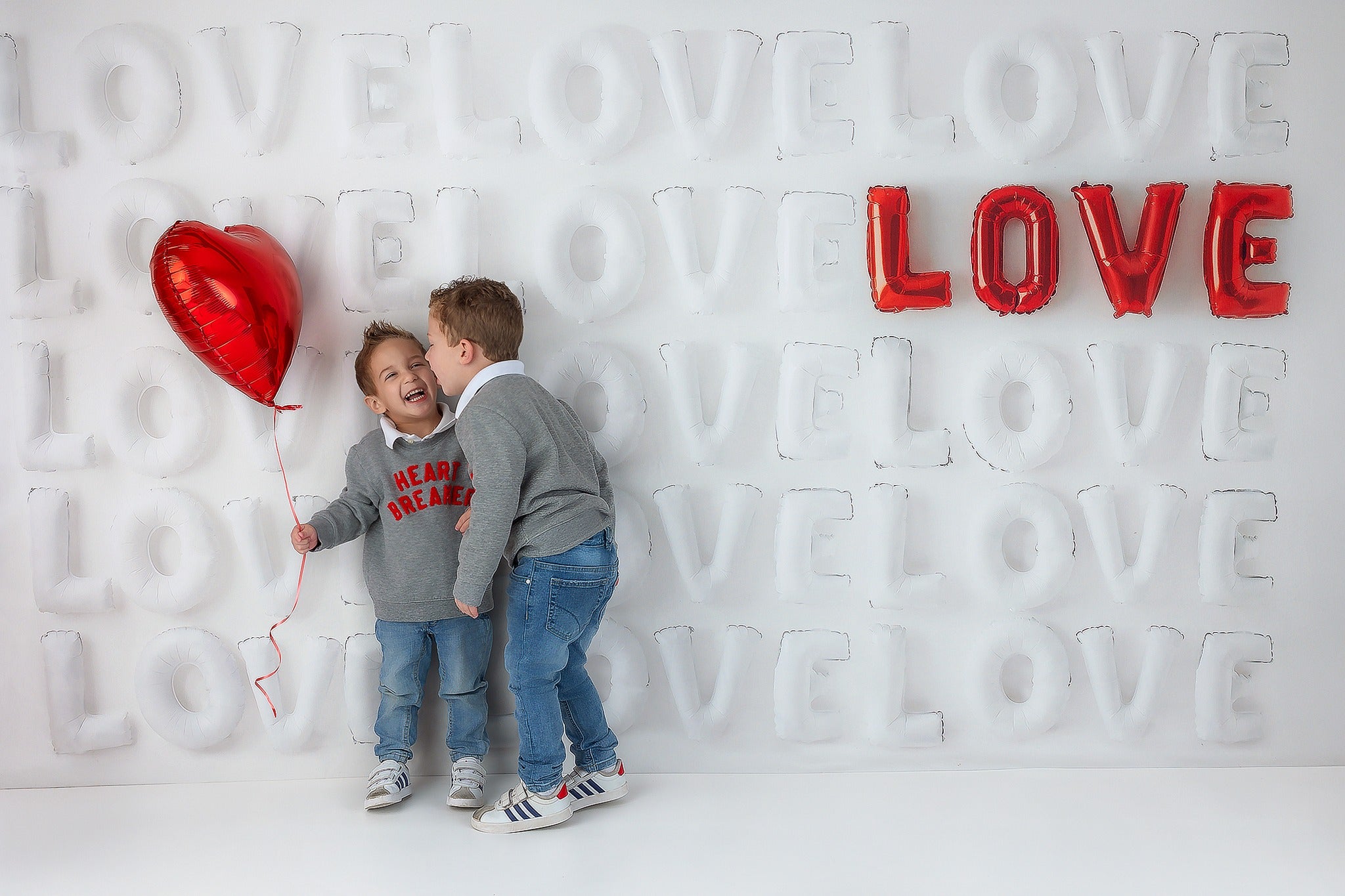 Valentine Backdrop White Red Love Letters Backdrop Valentine's Day Backdrop MRR9-53