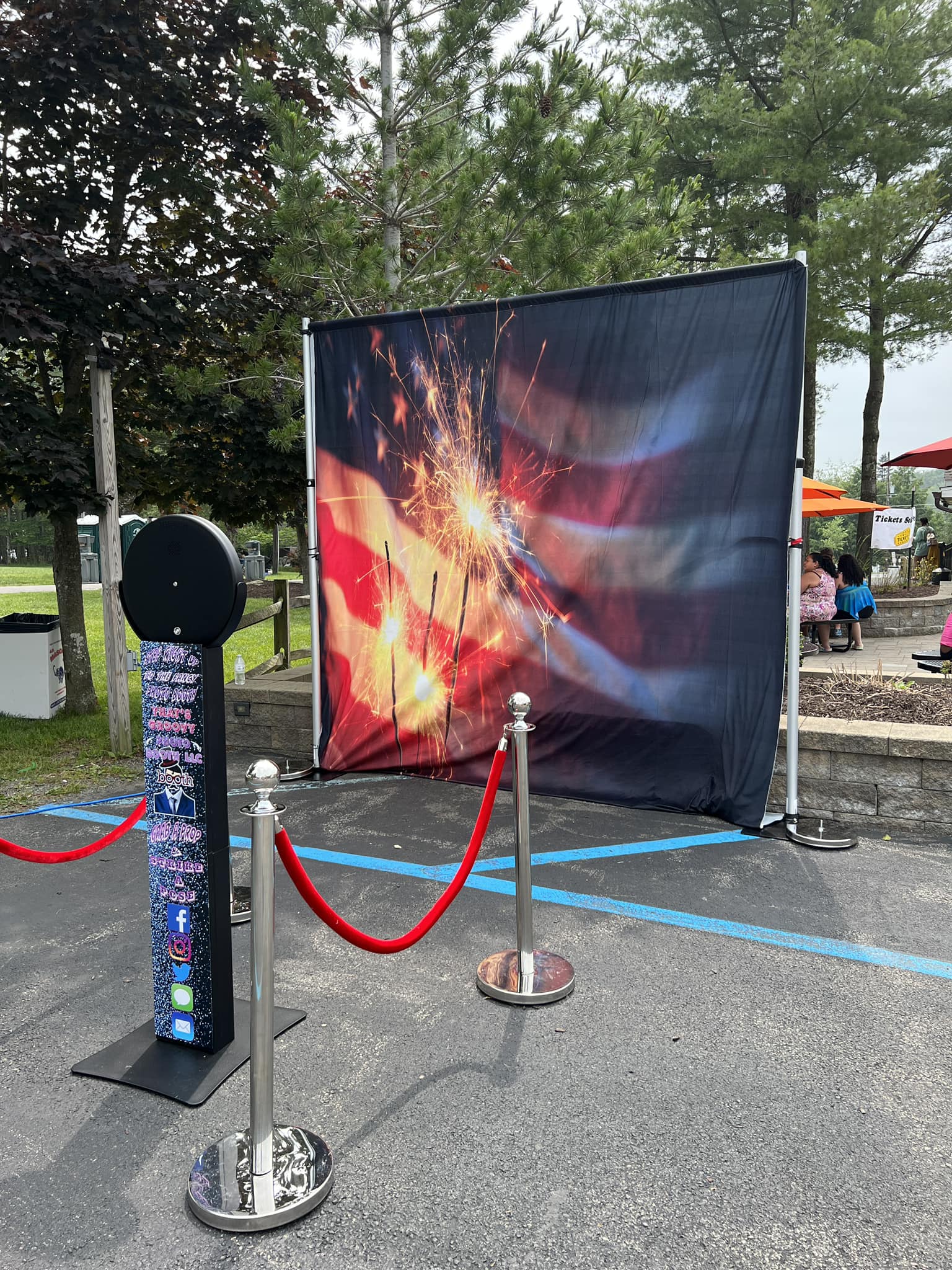 American Flag Fireworks 4th of July Photo Booth Backdrop SH307