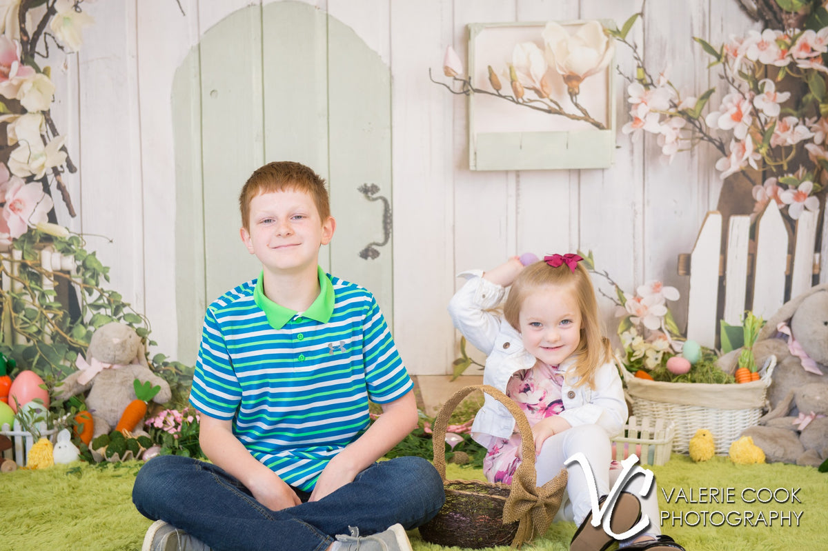 Pink Flowers Rustic House Spring Backdrop D1055