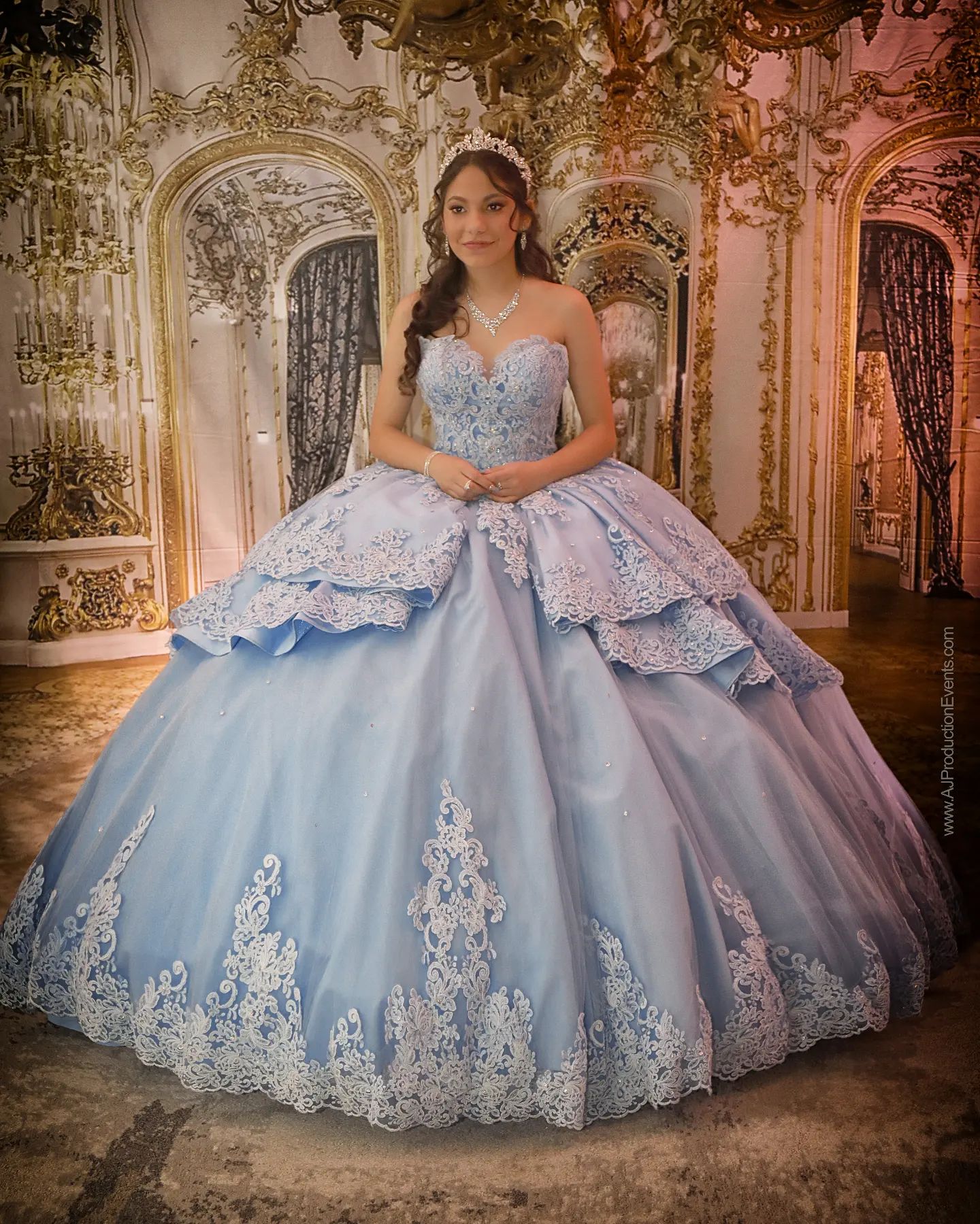 Golden Palace Hall Castle Inside Backdrops For Photography S-2708