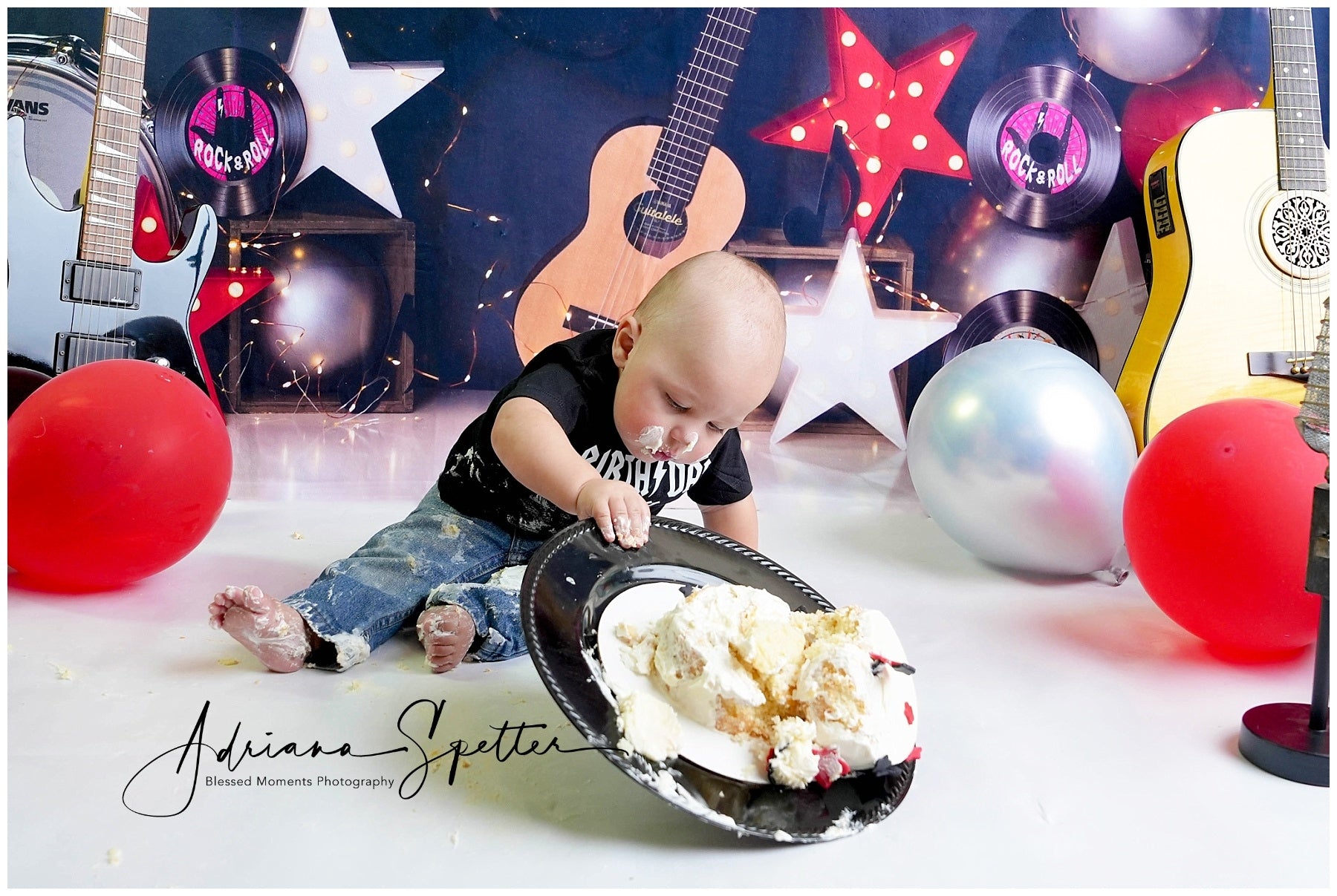 Cake Smash Backdrops Music Party Balloons Birthday Photo Backdrop MRR10-51