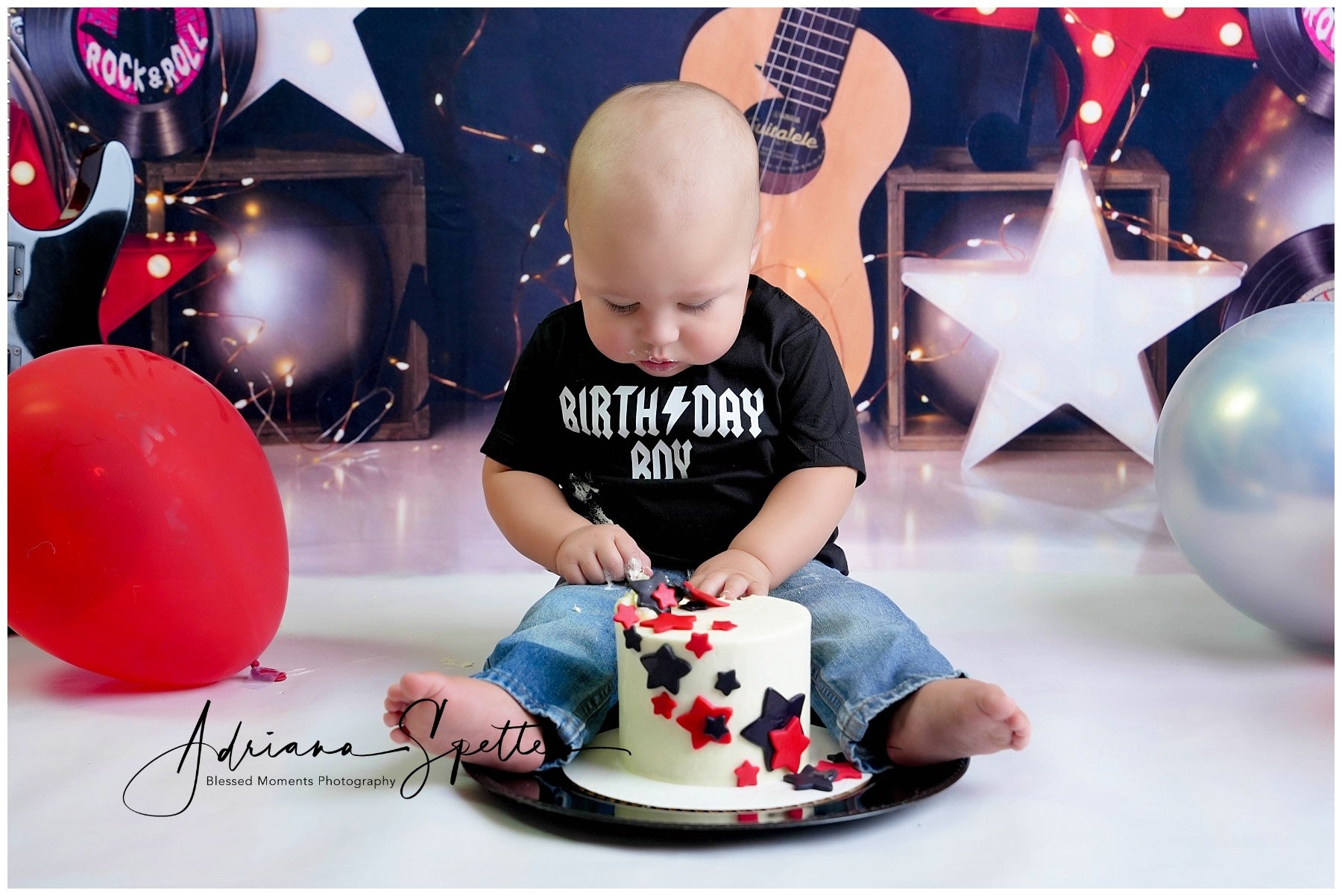 Cake Smash Backdrops Music Party Balloons Birthday Photo Backdrop MRR10-51