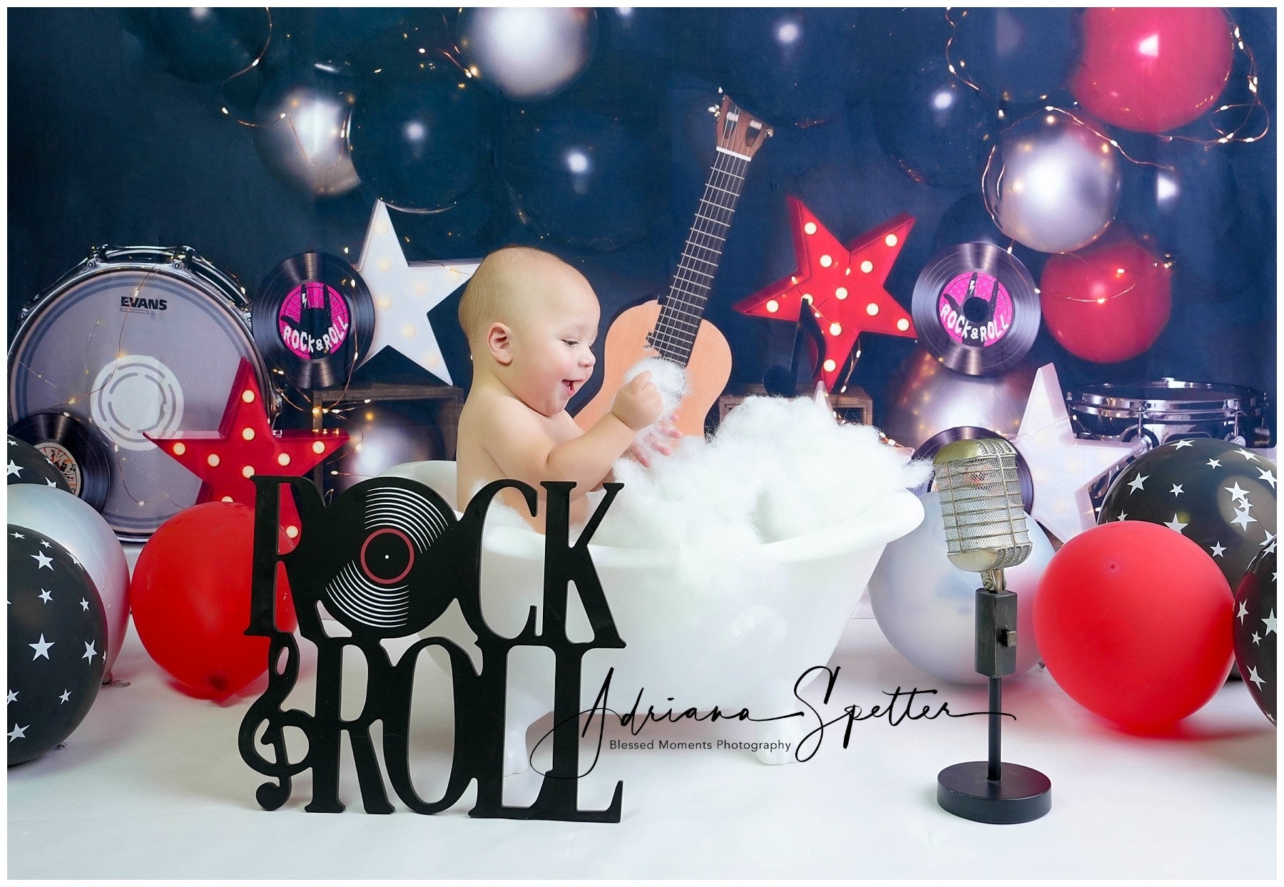 Cake Smash Backdrops Music Party Balloons Birthday Photo Backdrop MRR10-51