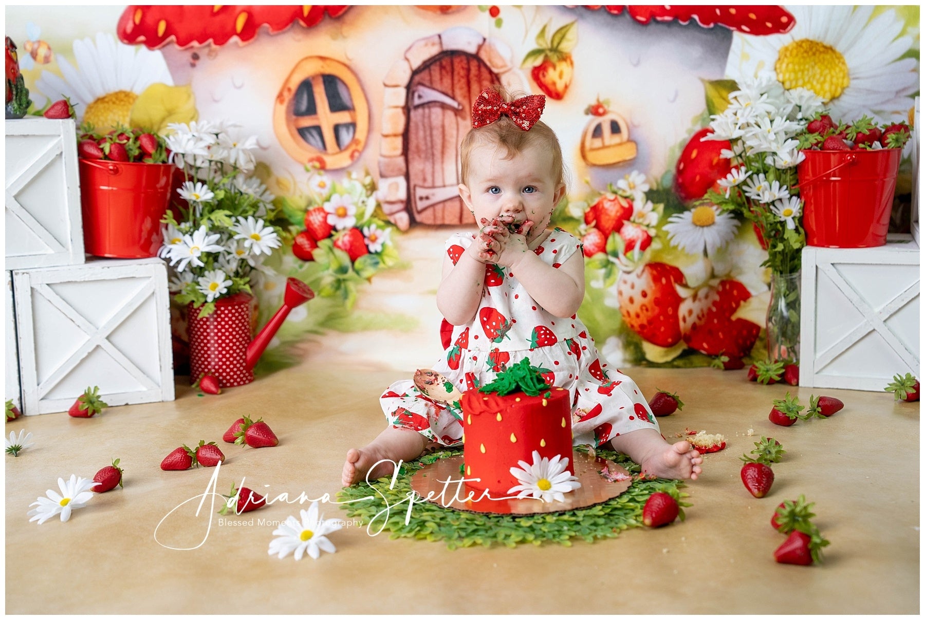 Children Backdrops Strawberry House Flowers Newborn Backdrop MRR10-28