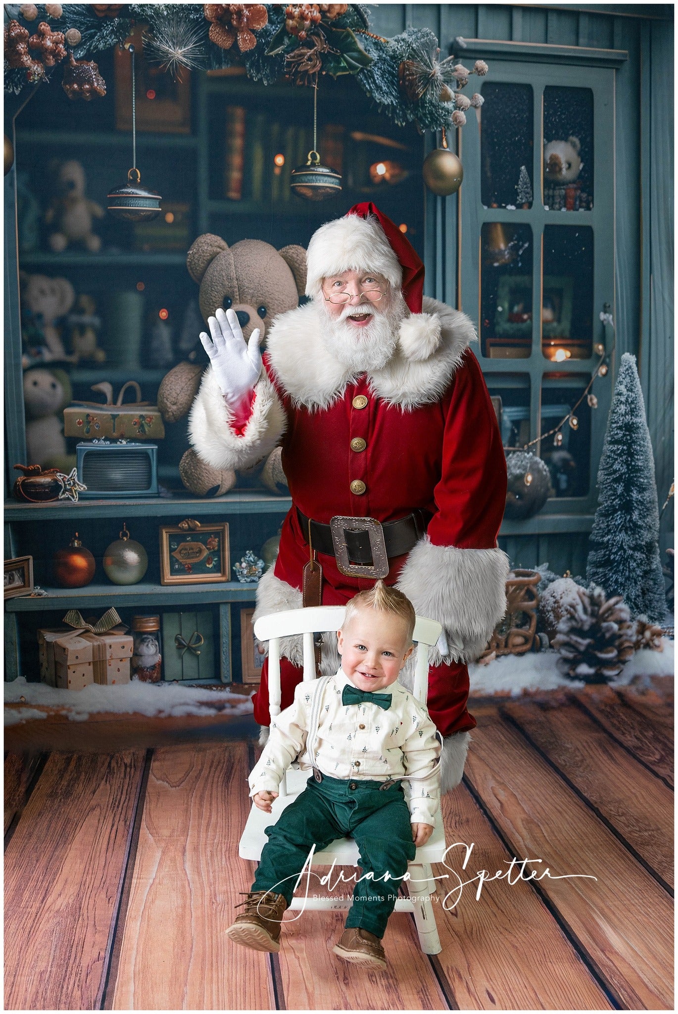Christmas Photo Backdrop Teddy Bear Holiday Window Display Christmas Backdrops MRR9-130