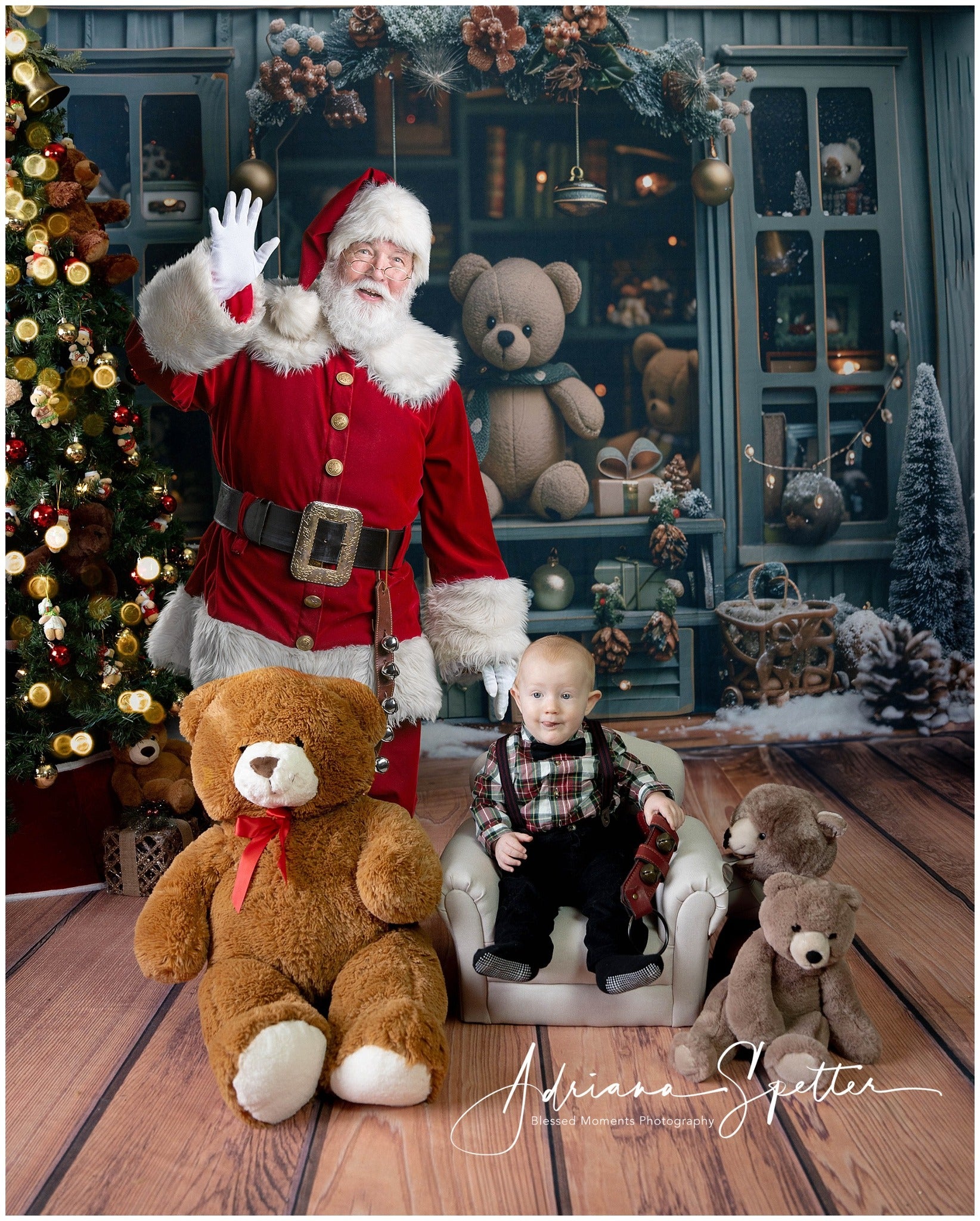 Christmas Photo Backdrop Teddy Bear Holiday Window Display Christmas Backdrops MRR9-130