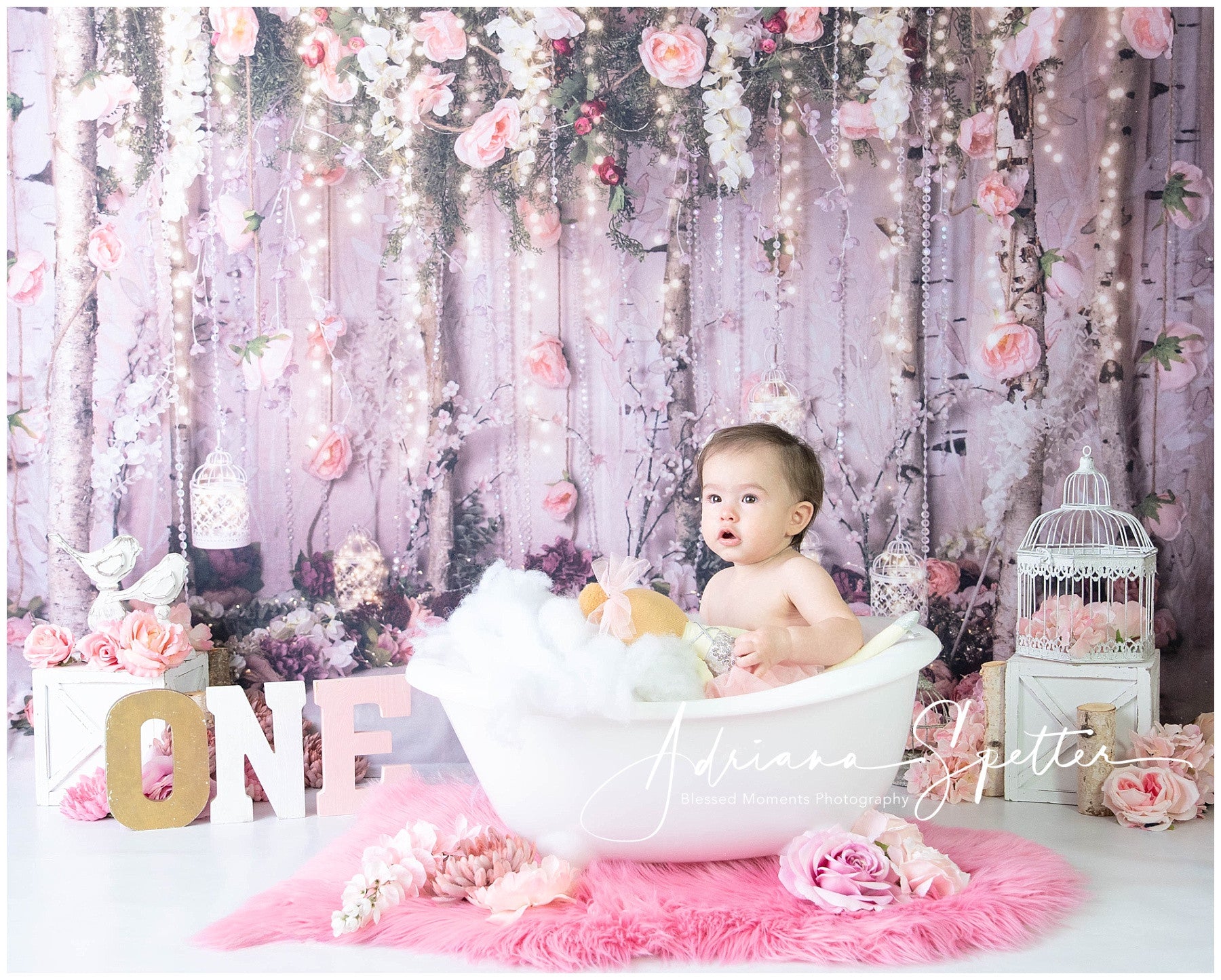 Flower Backdrop Romantic Garden Fairy Lights Valentine's Day Backdrop MRR9-116