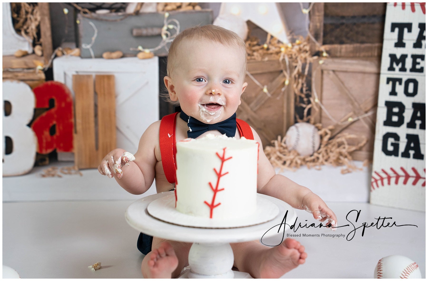 1st Birthday Backdrop Baseball Rookie Celebration Cake Smash Backdrop MRR9-117