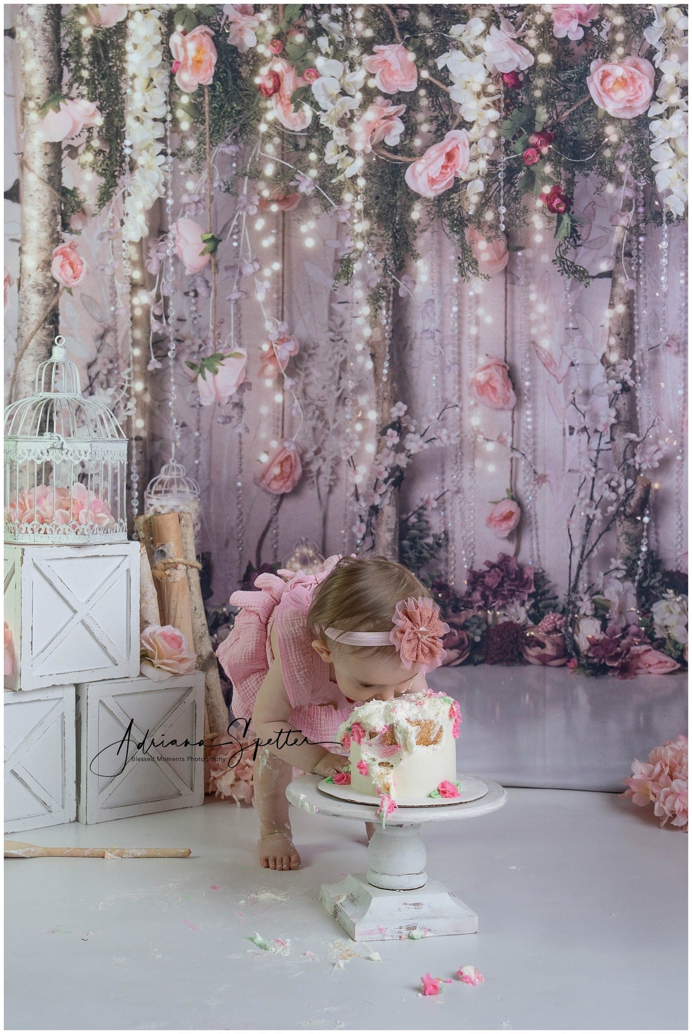 Flower Backdrop Romantic Garden Fairy Lights Valentine's Day Backdrop MRR9-116