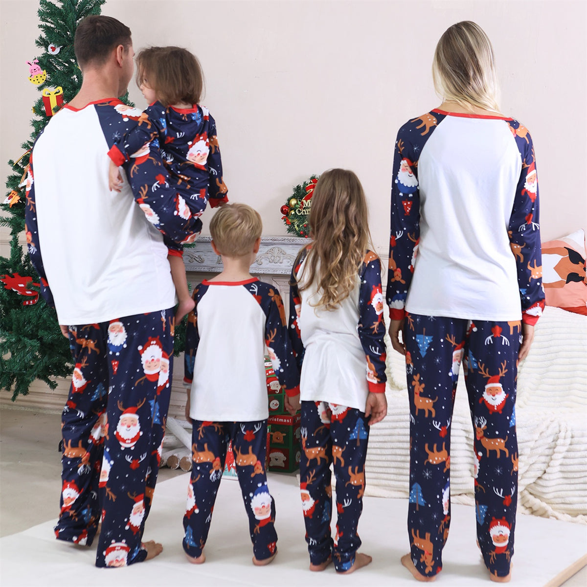 Christmas Photo Session Outfits Santa Reindeer Sleigh Gift Print Christmas Card Photo Outfits CHP-94