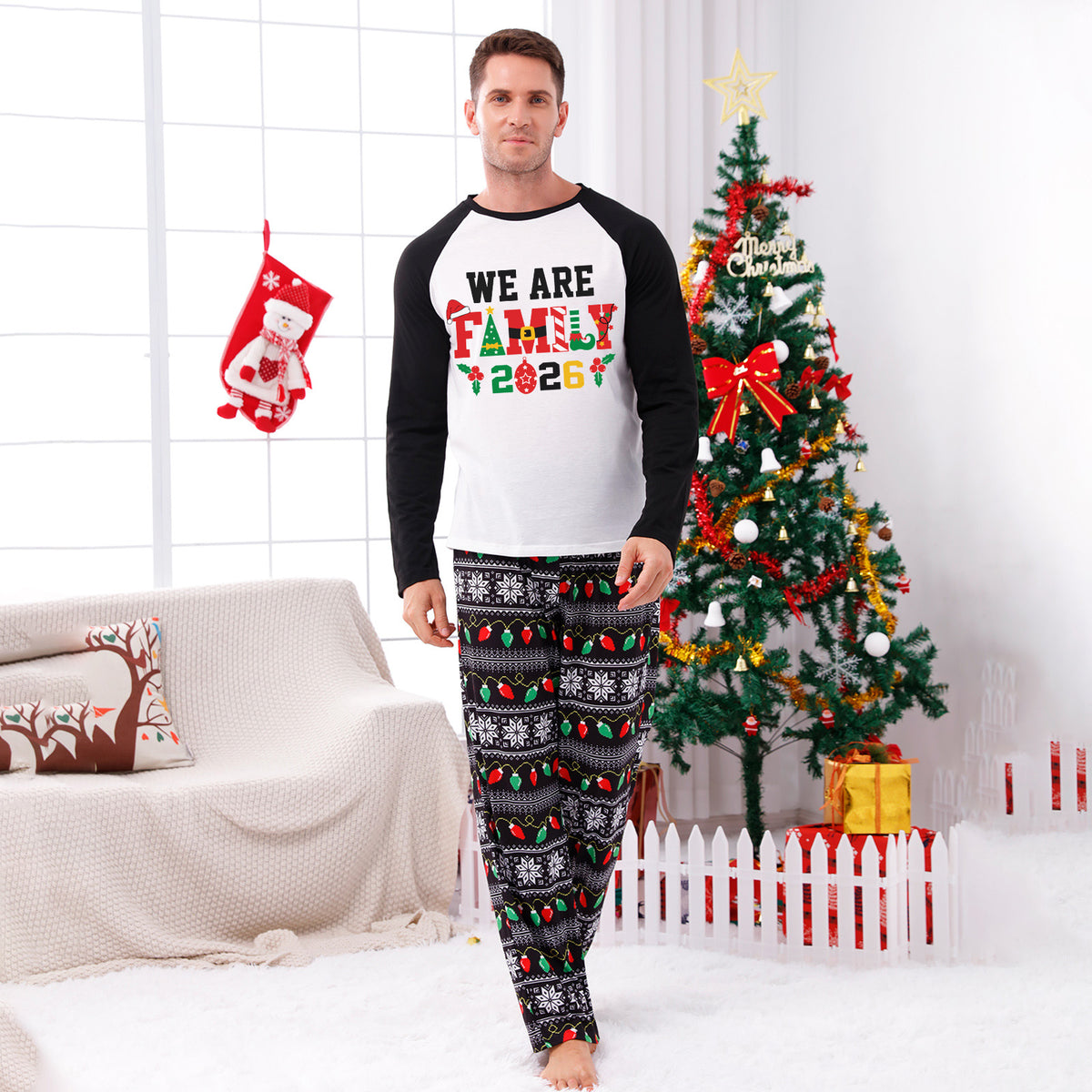 Christmas Pajamas We Are Family 2026 Print Matching Family Photoshoot Sleepwear CHP-121