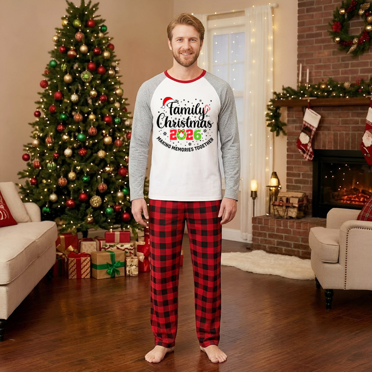 Christmas Pajamas Family Christmas 2026 Candy Cane Script Matching Family Photoshoot Outfit Christmas Sleepwear CHP-113