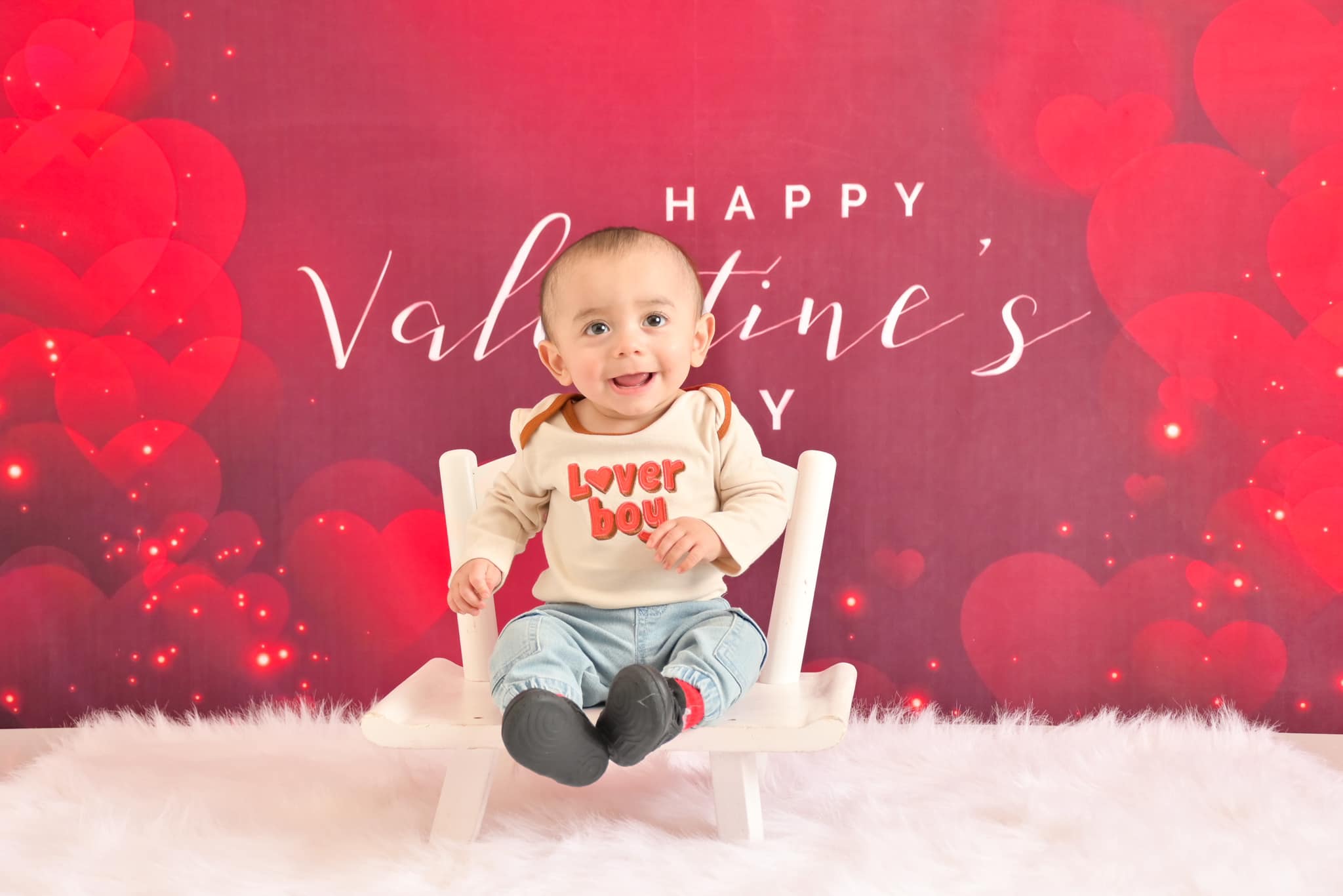 Happy Valentine's Day Decoration Red Hearts Backdrop for Photos D365